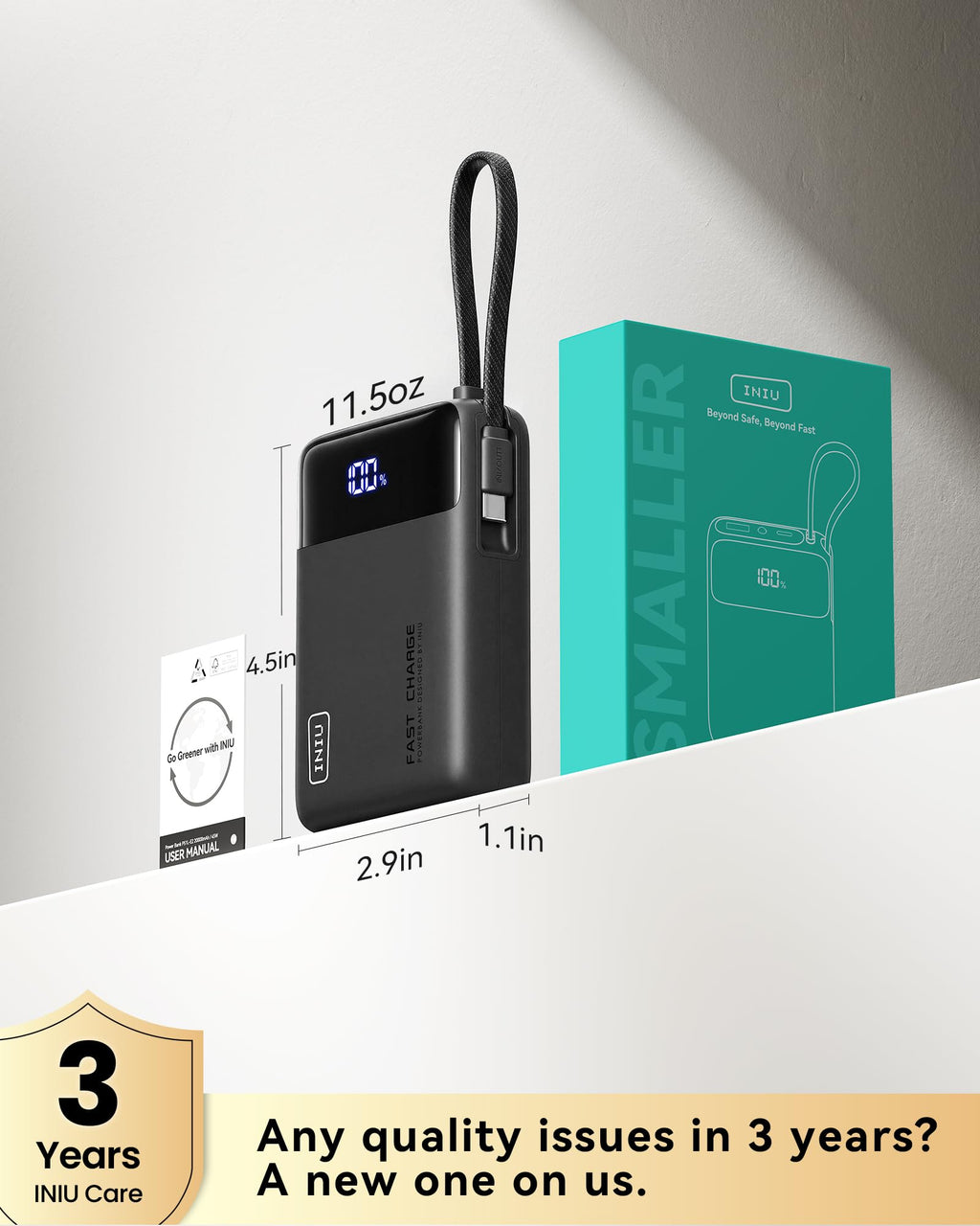 INIU 20000mAh Portable Charger, Smaller 45W Fast Charging Travel Power Bank
