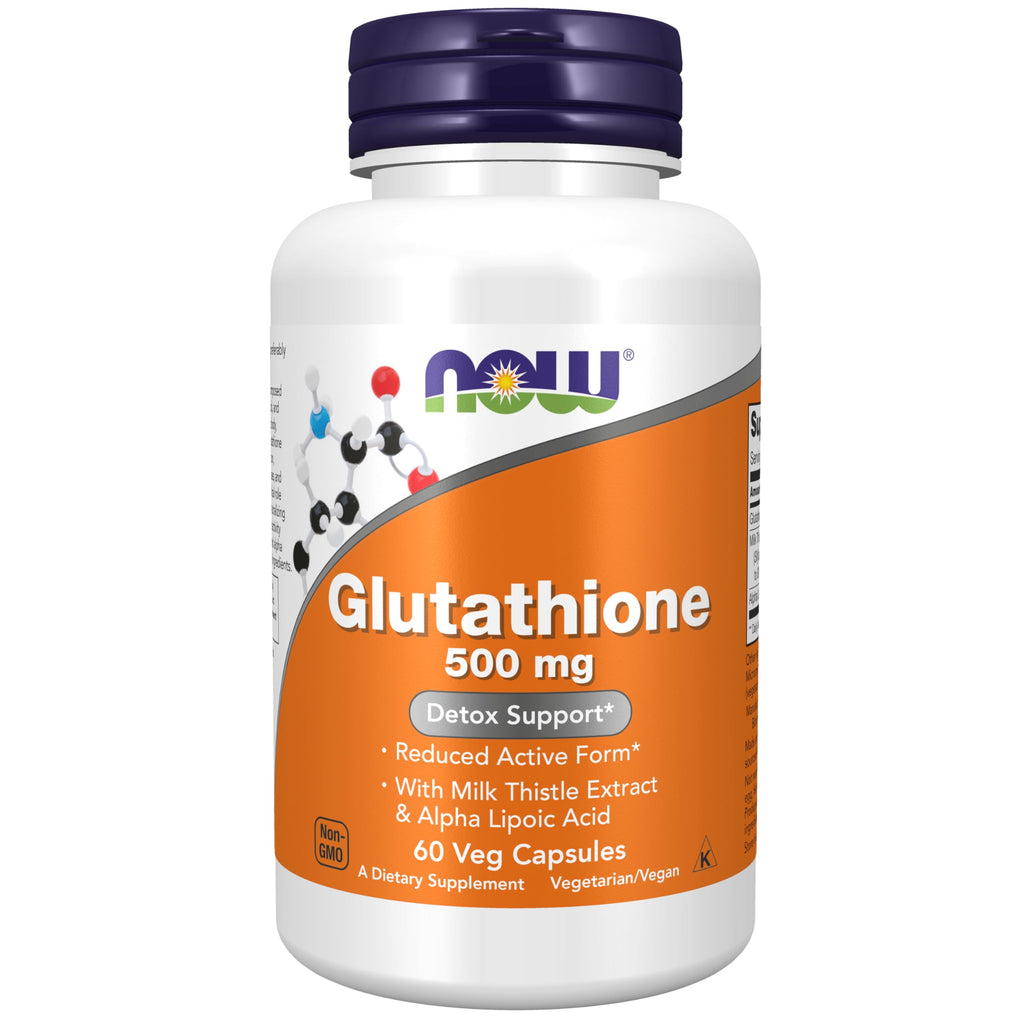 NOW Foods Supplements, Glutathione 500 mg, With Milk Thistle Extract & Alpha Lipoic Acid, Free Radical Neutralizer*, 60 Veg Capsules