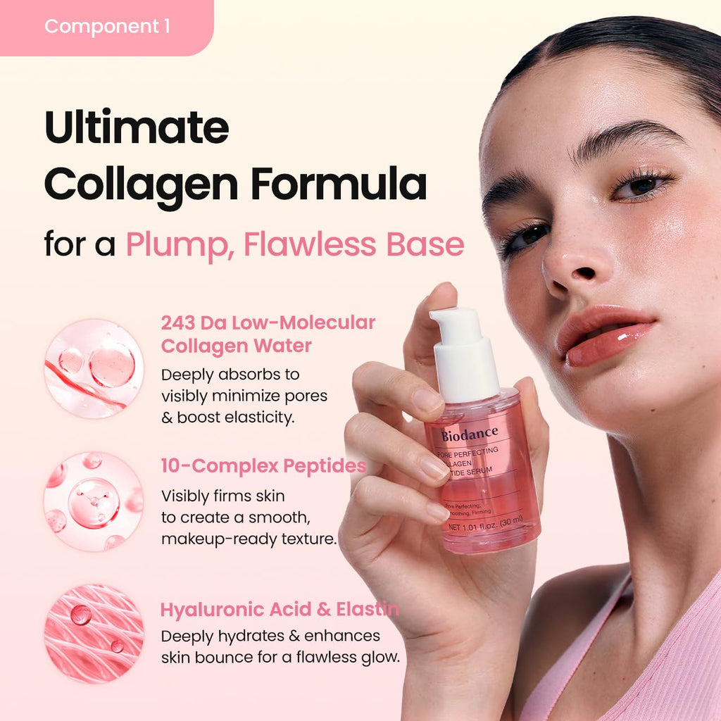 BIODANCE Collagen Boosting Set: Collagen Peptide Serum & Eye Patches, Plumping, Anti Wrinkle Set, Quick Morning Routine for Puffy Eyes, Smile Lines, Glass Skin Base, Skin Care Gift Set