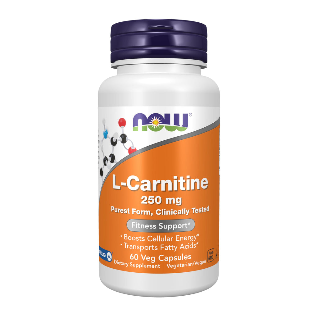 NOW Supplements, L-Carnitine 250 mg, Purest Form, Amino Acid, 60 Veg Caps