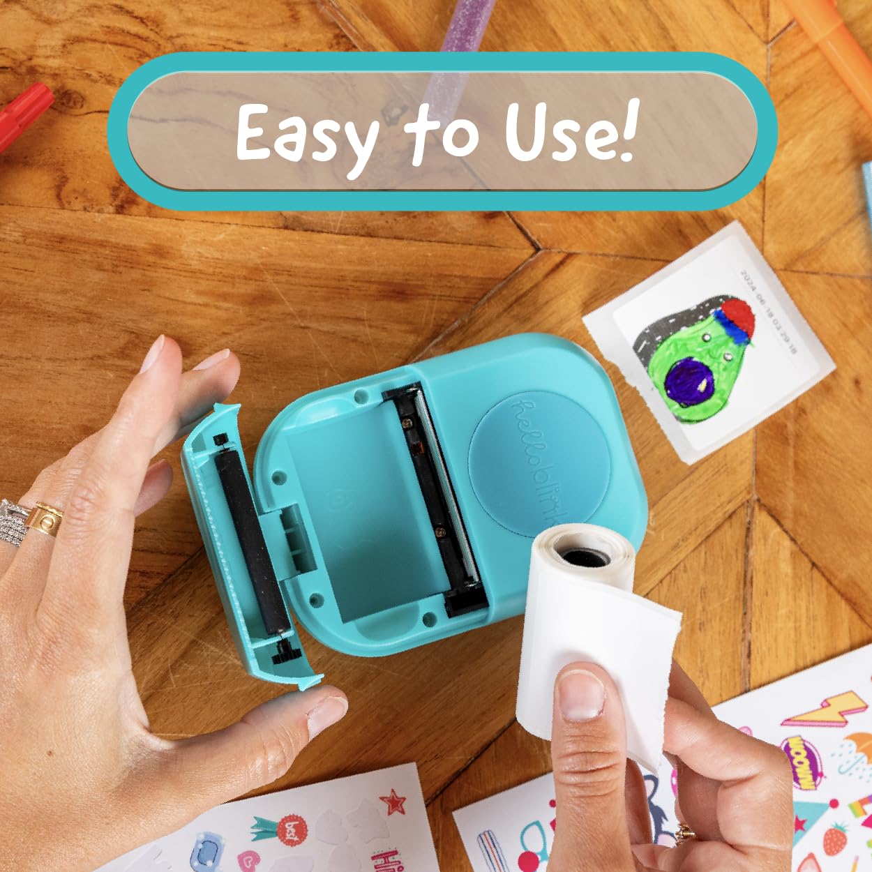Sticker Maker by Hello Blink - Mini Stickers and Photo Printer - Small Portable Bluetooth Thermal Printer Sticker Machine for Kids Gifts - Aged 8+ - iPhone Android Compatible