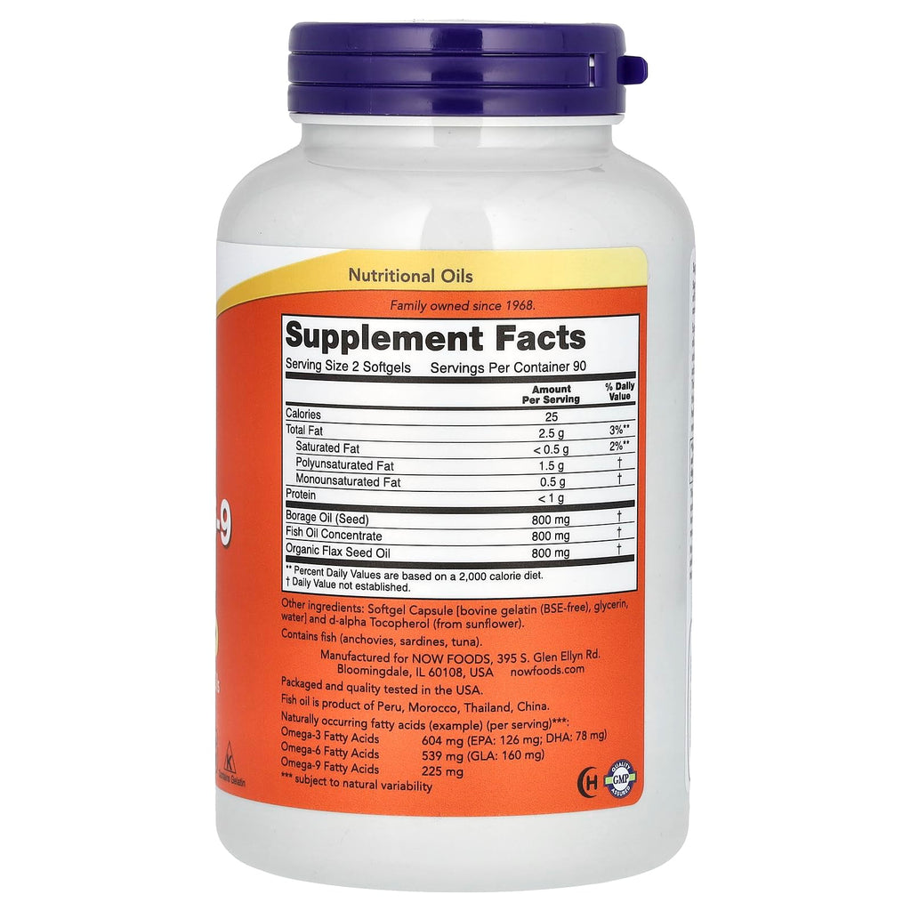 Now Foods Super Omega 3-6-9 Soft-gels, 1200Mg, 180-Count