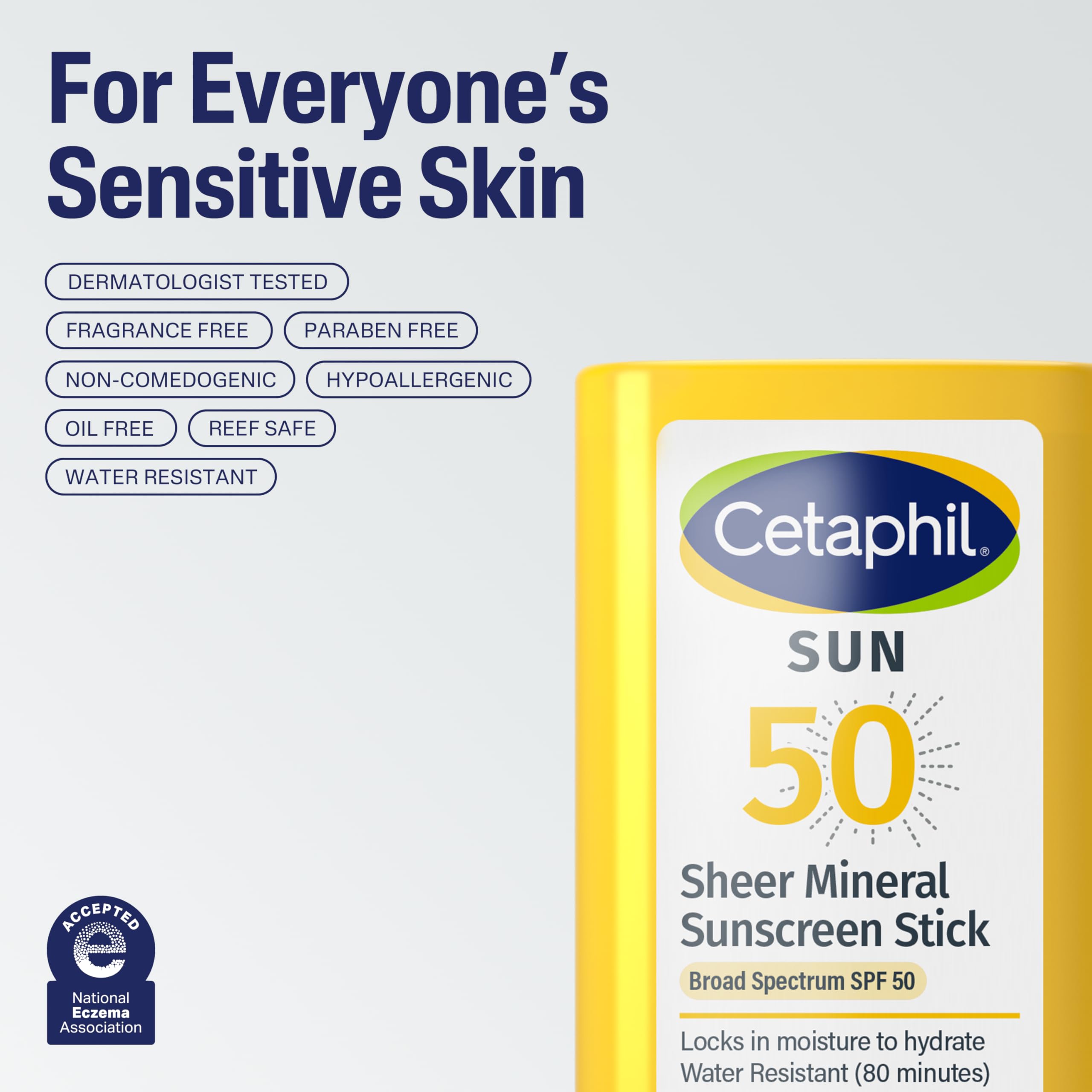 Cetaphil Sheer Mineral Sunscreen Stick, Face & Body, SPF 50, 0.5oz