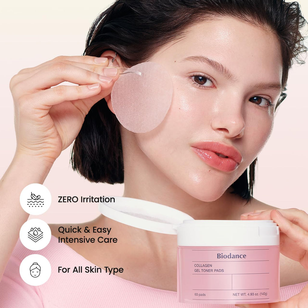 BIODANCE Collagen Day & Night Gel Duo: Bio-Collagen Mask & Toner Pads Set, Korean Skincare Set, Pink Duo for Firming, Plumping, Hydrating, Glass Skin, Korean Skin Care, Skin Care Routine Set