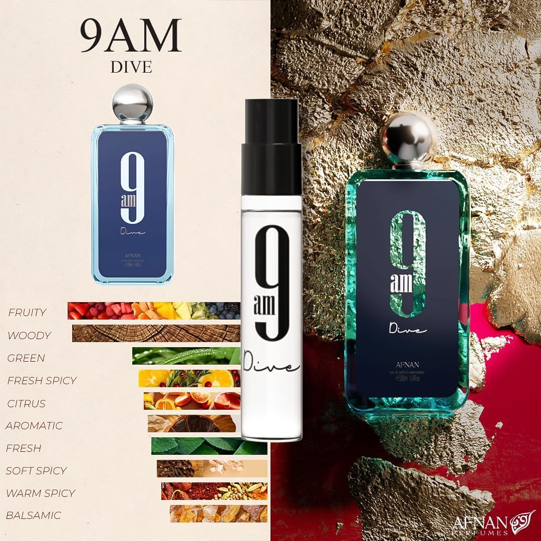 Afnan 9 Series Discovery Kit, 5-Piece Miniature Perfume Set - 2ml x 5 Vials