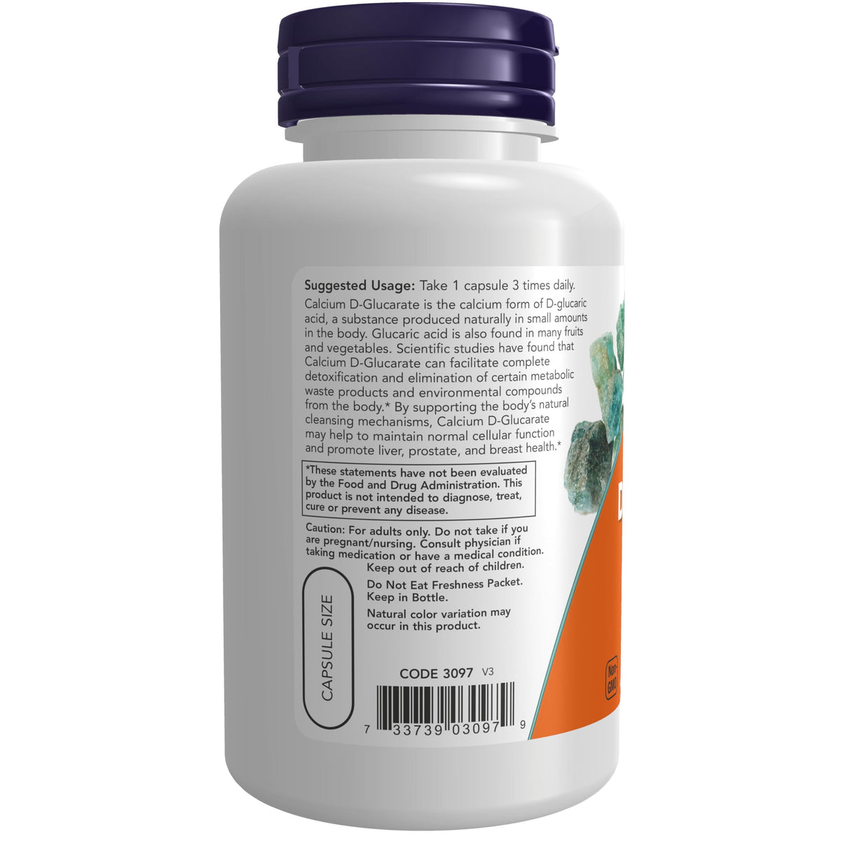 NOW Foods Supplements, Calcium D-Glucarate 500 mg, 90 Veg Capsules