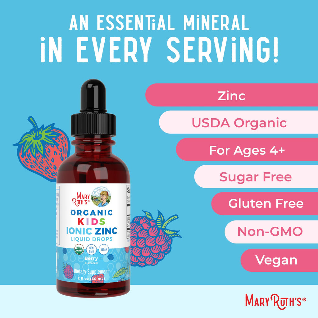 MaryRuth's USDA Organic Kids Ionic Zinc Liquid Drops, Berry, 2 oz