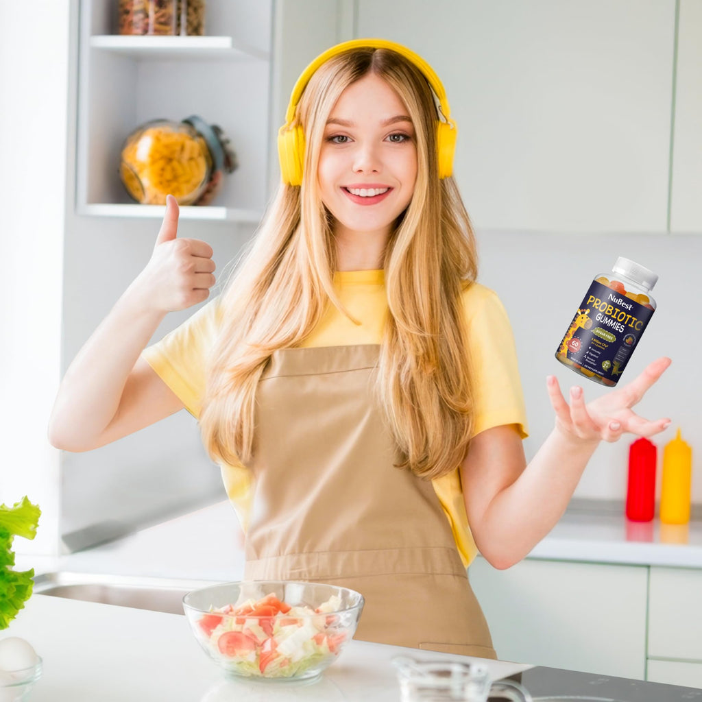 NuBest Daily Probiotic Gummies for Kids & Teens with 5 Billion CFUs | Supports Immune, Gut, and Digestive Health | No Added Sugar | Yummy Strawberry & Orange Flavors | 60 Premium Vegan Gummies