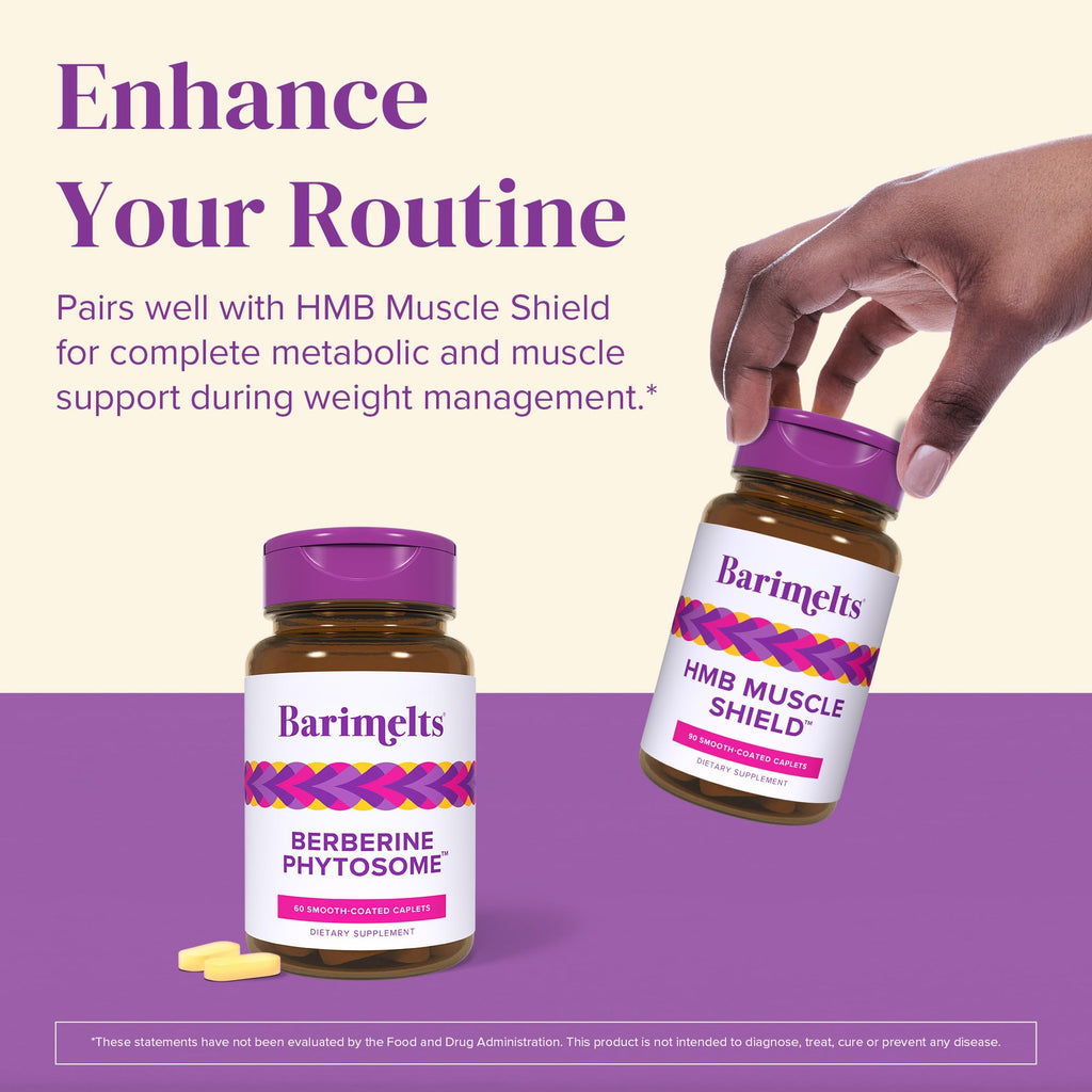 BariMelts Berberine Phytosome 550mg – Clinically Studied Berbevis for 4X Better Absorption vs Regular Berberine – Supports Metabolism & Blood Sugar – 60 Smooth-Coated Caplets