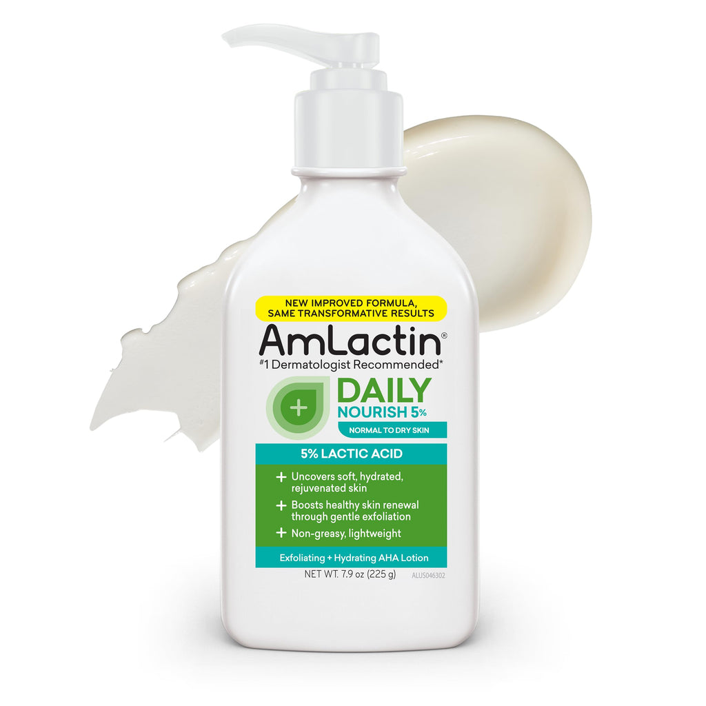 AmLactin Daily Nourish 5% Face & Body Lotion for Dry Skin, 7.9 oz