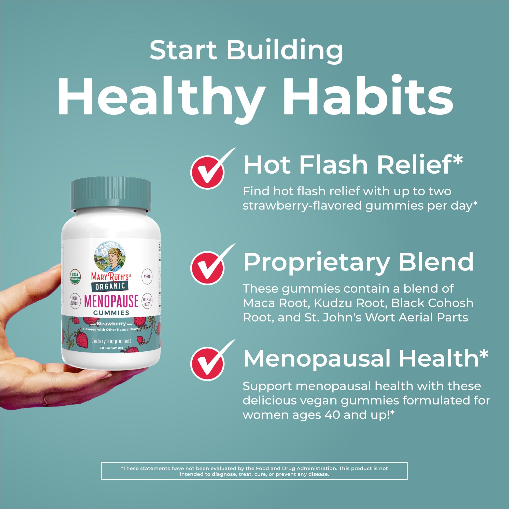 MaryRuth's Organic Menopause Support Gummies, Black Cohosh, 30 Servings