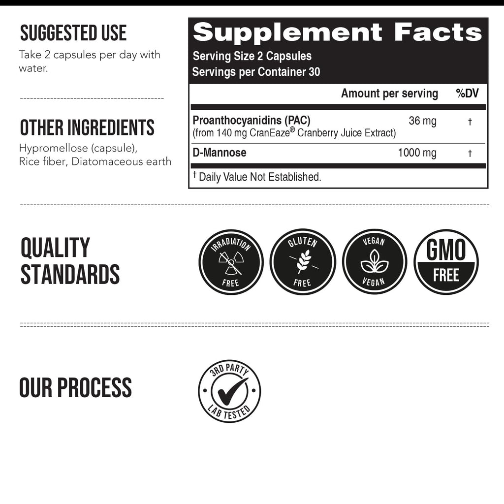 CranEaze®: Cranberry Pills for Women, 36mg PAC Supplement with D Mannose
