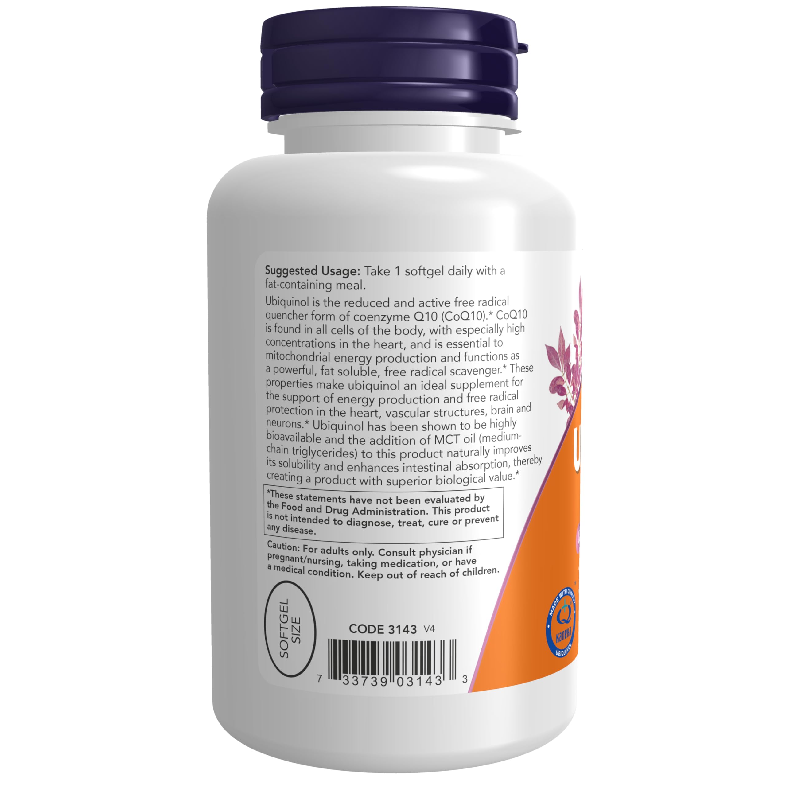 NOW Supplements, Ubiquinol 100 mg, High Bioavailability (the Active Form of CoQ10), 120 Softgels
