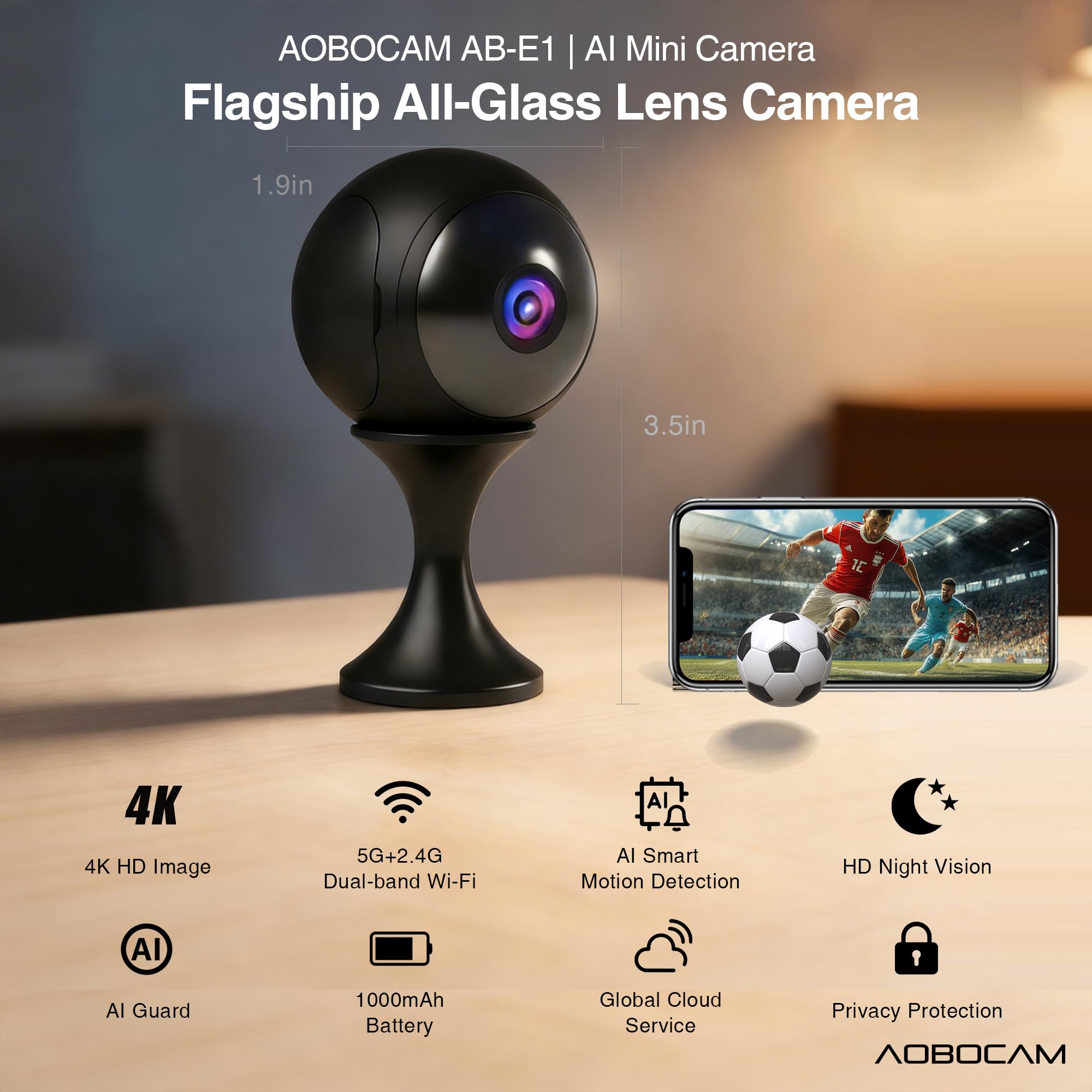 AOBOCAM 4K Hidden Camera 5G WiFi, Mini Nanny Cam for Home Security