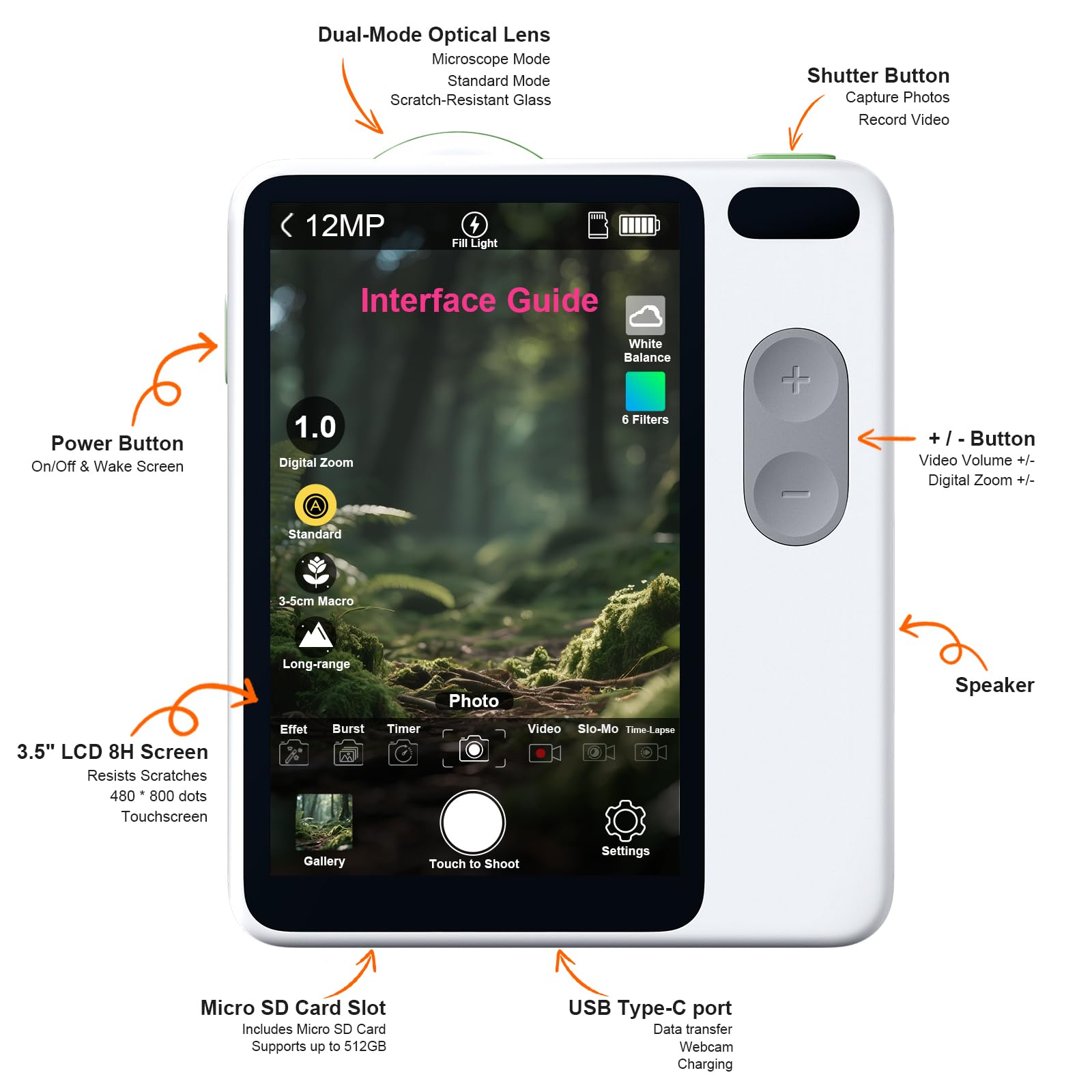 MicroCam-X1 4K Digital Camera, 12MP BSI CMOS Sensor, 400X Microscope, 4K Video, Autofocus, 3.5" LCD | Compact Kids Camera for STEM Learning | Point & Shoot, Portable, Travel, Ideal Gift | 128GB