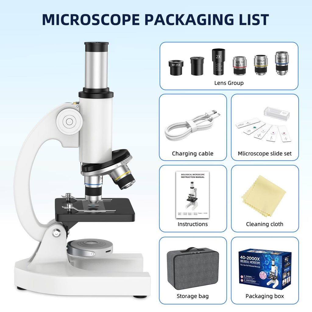 HUTACT 40-2000X Compound Microscope for Kids Adults Beginners