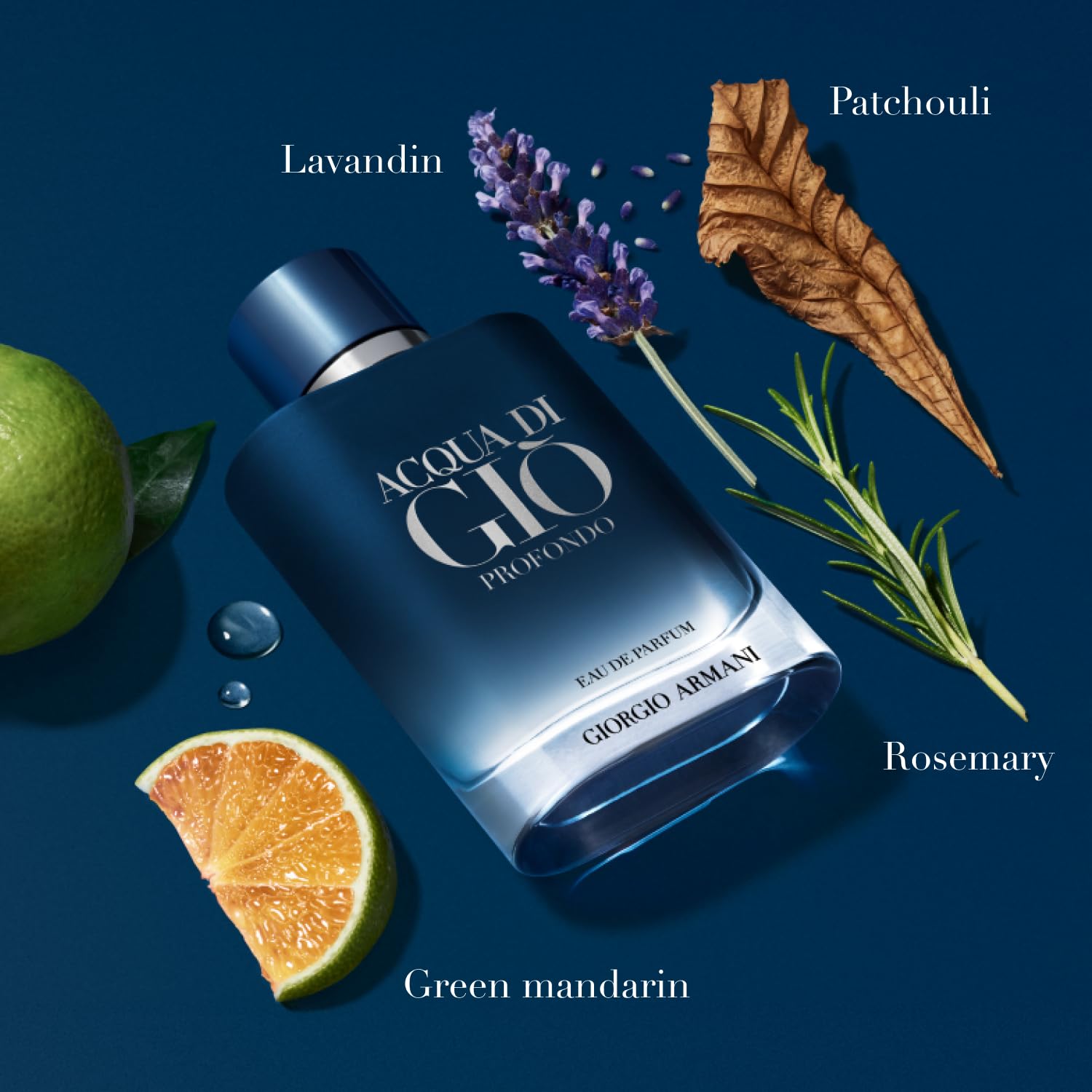 Armani Beauty – Acqua di Giò Profondo – Eau de Parfum – Cologne for Men – Fresh & Aromatic Men’s Fragrance – Mandarin, Lavender, Cedarwood Notes - 3.3 Fl Oz
