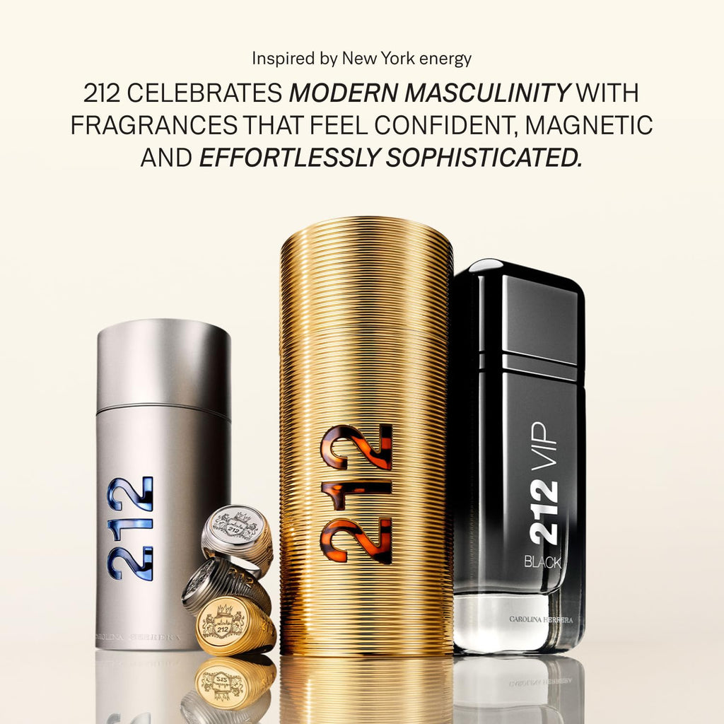 Carolina Herrera 212 Men Fragrance For Men - Timeless Scent - Warm Sandalwood - Fresh Notes - Beautifully Bright Fragrance - Energetic Green With Sensual Peppery Spices - Edt Spray - 1.7 Oz