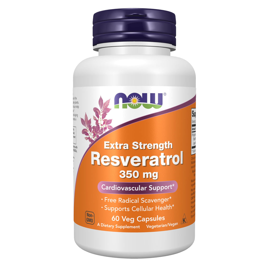 NOW Foods Supplements, Extra Strength Resveratrol 350mg, Natural Trans Resveratrol from 700 mg Japanese Knotweed Extract, 60 Veg Capsule