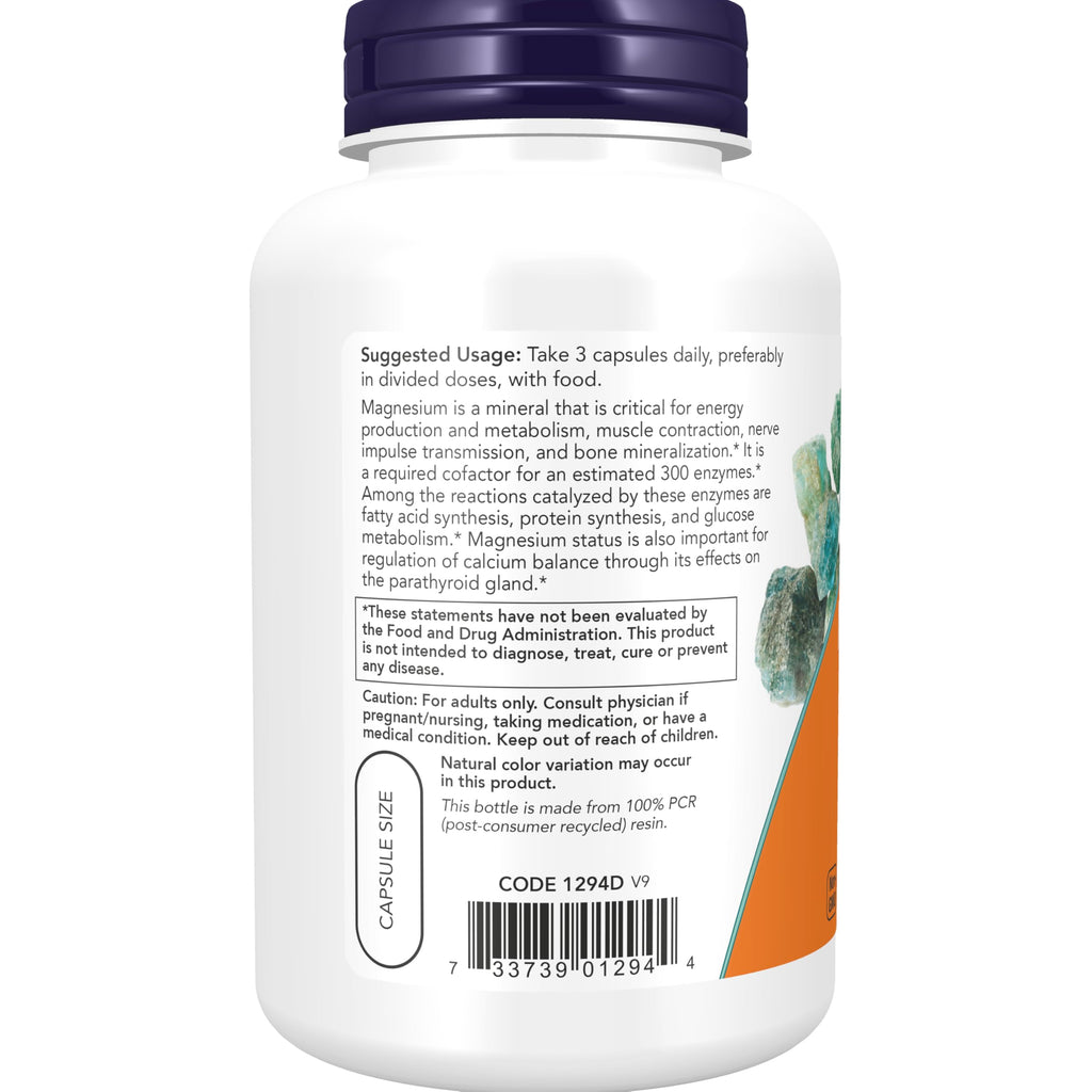NOW Supplements, Magnesium Citrate, Enzyme Function, 120 Veg Capsules