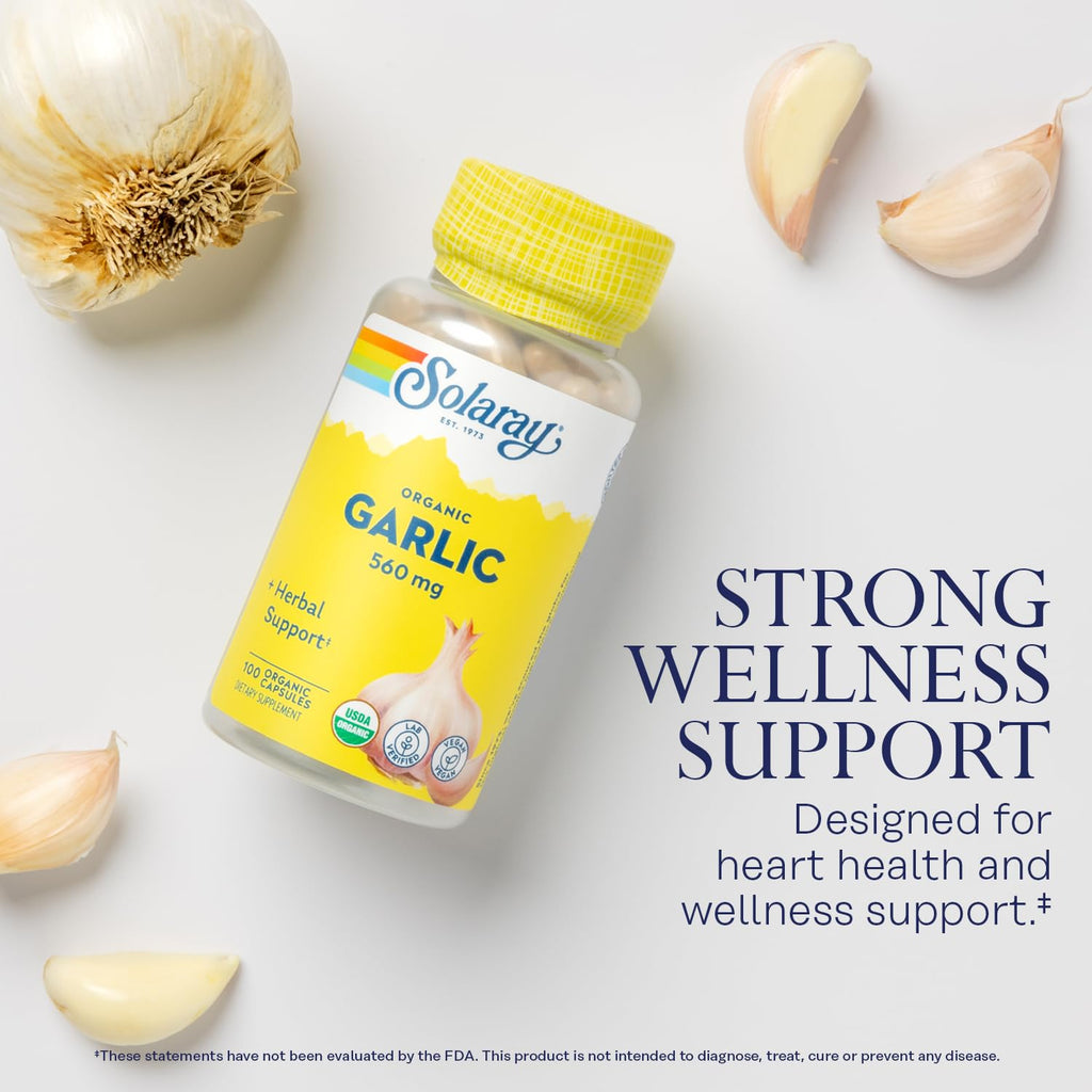 SOLARAY Organic Garlic 560 mg, 100 VegCaps