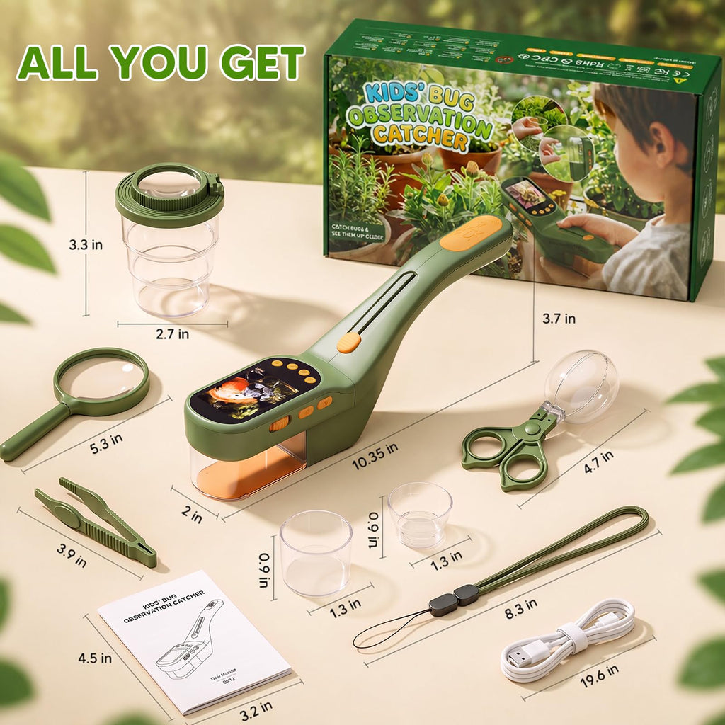 wizwink Bug Catcher for Kids with Kids Microscope, 500X Zoom Camera Toy