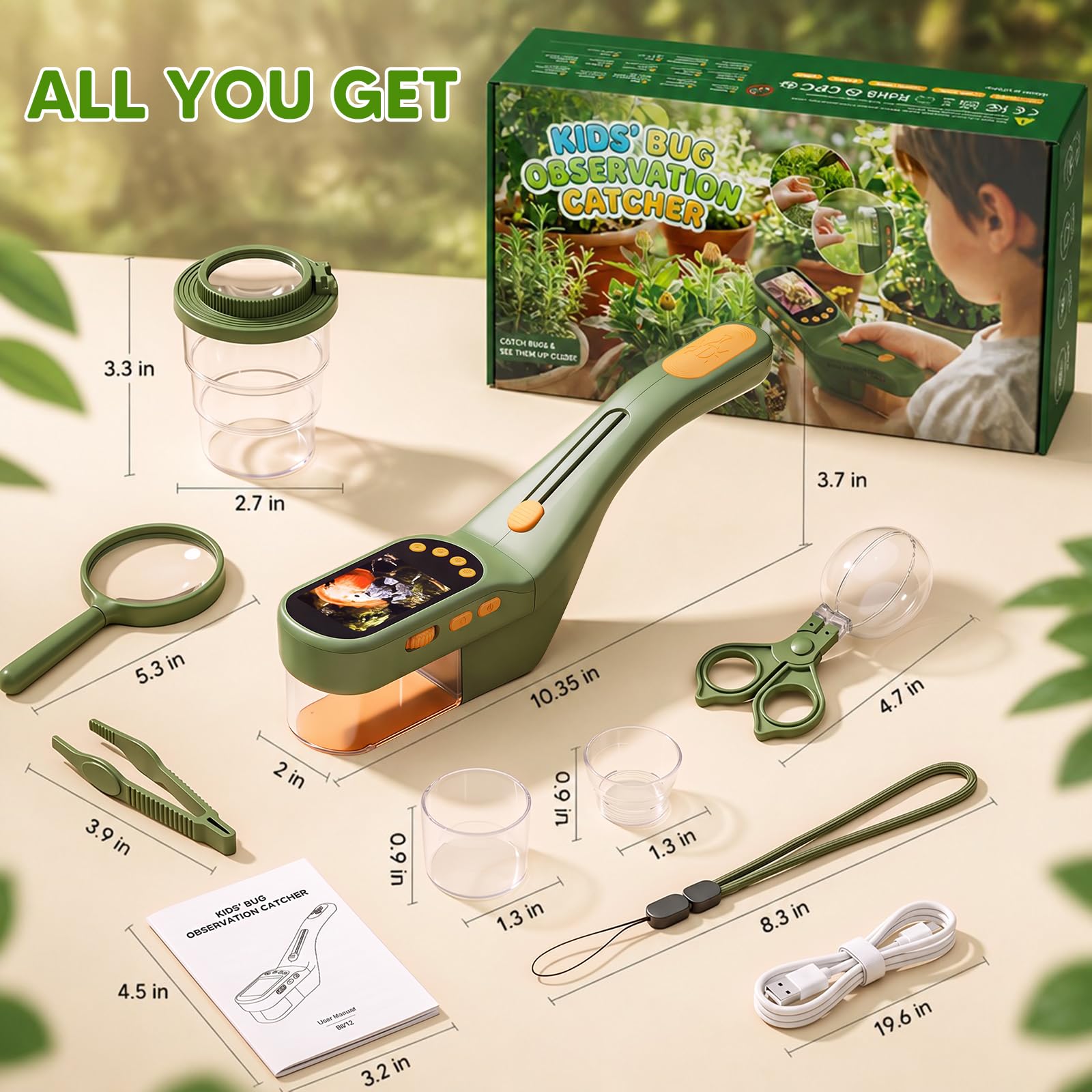 wizwink Bug Catcher for Kids with Kids Microscope, 500X Zoom Camera Toy