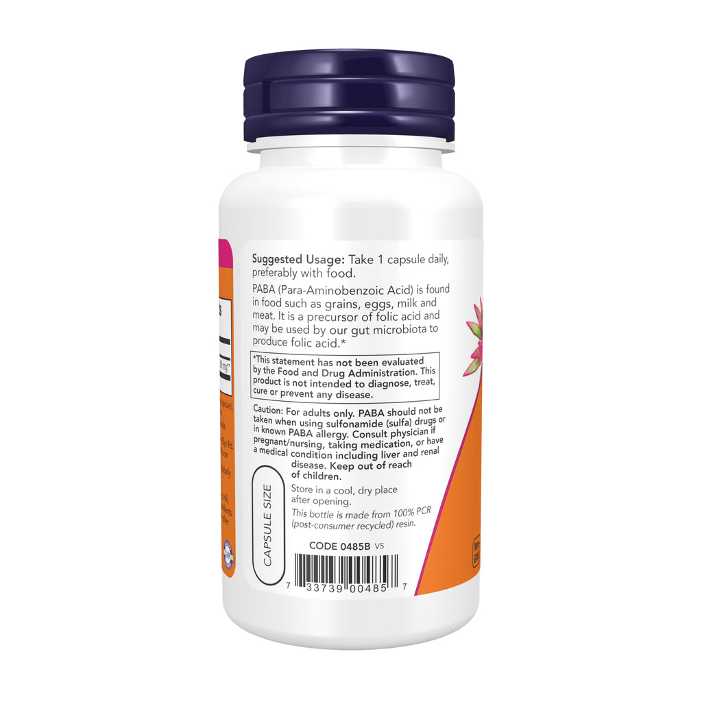 NOW Supplements, PABA (para-Aminobenzoic Acid) 500 mg, B-Complex Family, 100 Capsules (Pack of 2)