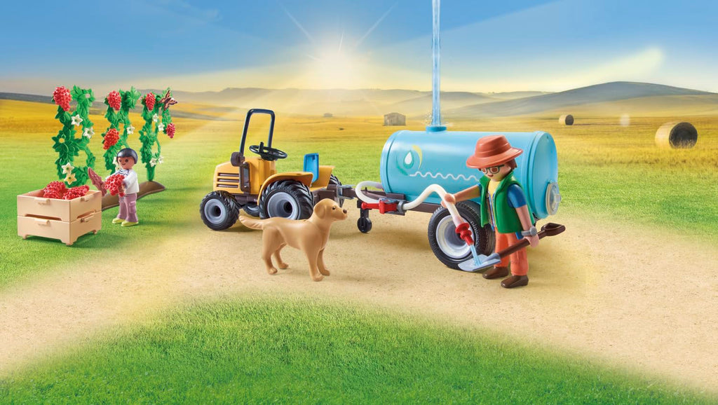 PLAYMOBIL Country 71442 Tractor with Trailer and Tank, Fresh Harvest on the Farm, Learning about the Environment, Imaginative and Fun Role Playing, Toys for Kids Ages 4 and Up