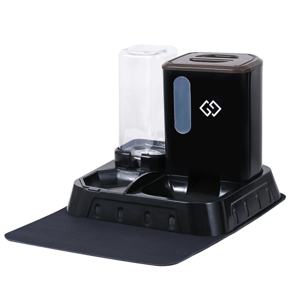 Gravity Cat Feeder & Automatic Water Dispenser – 3-in-1 Cat Feeding Station with Absorbent Feeding Mat, Spill-Proof Automatic Cat Feeder for Indoor Cats, Small Dogs & Multi-Pet Homes