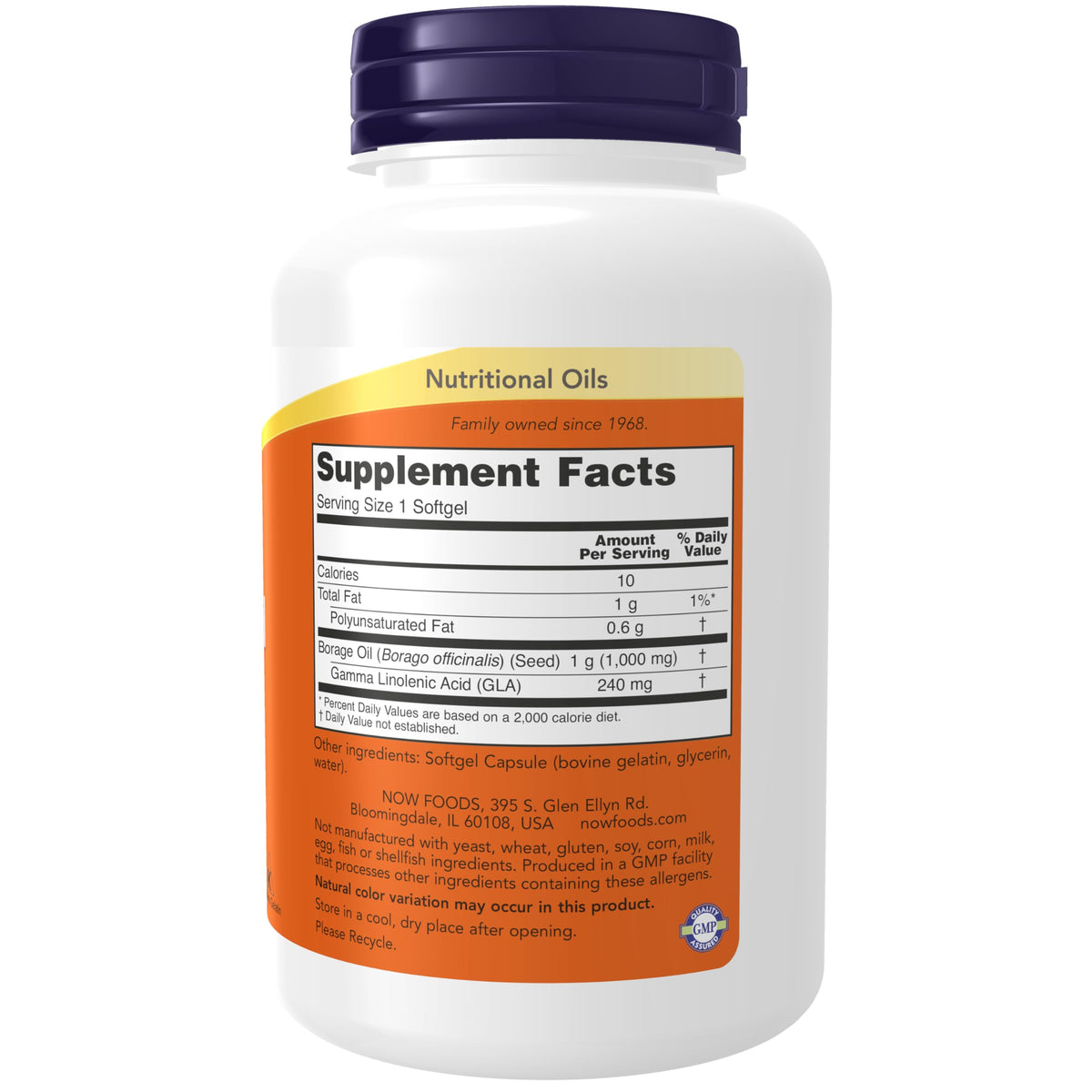 NOW Supplements, Borage Oil 1,000 mg with 240mg GLA, 120 Softgels