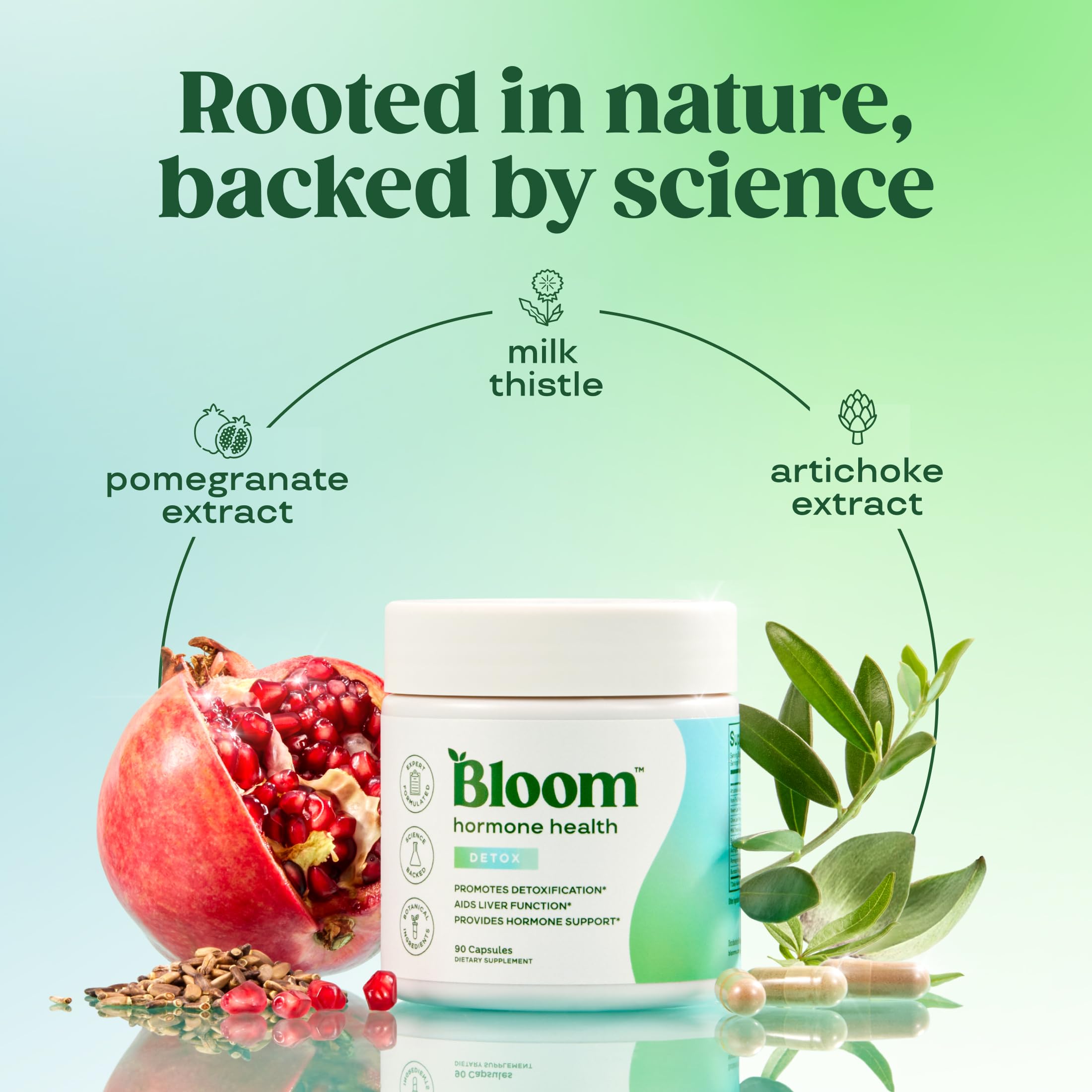 Bloom Nutrition Hormone Support for Women Capsules - Detox - Liver Health, Detoxification & Hormone Health Support Supplement with Milk Thistle, Pomegranate Extract & Artichoke Extract, 30 Servings