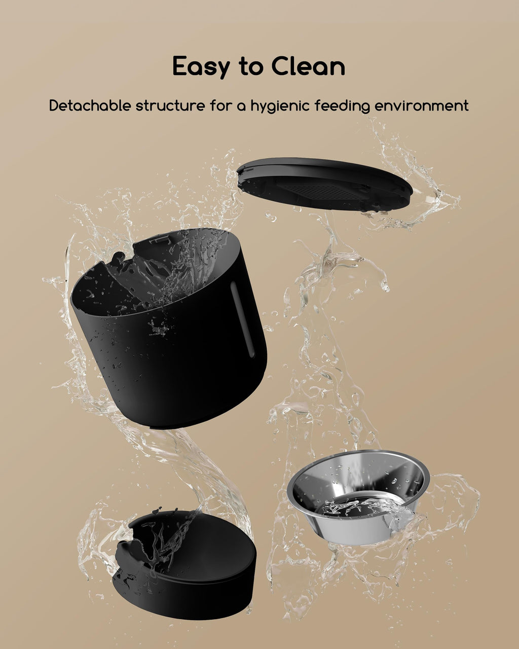 Faroro Automatic Cat Feeder, 4L Cat Food Dispenser with Portion Control, 1-6 Meals Per Day, 10s Voice Recording, Slow Feed, Dual Power Supply for Cats and Small Dogs (Black)