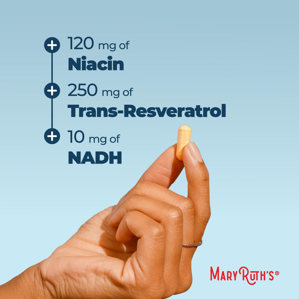 MARYRUTH'S NADH Capsules, Niacin, NAD+ Precursor, 30 Servings, CoQ10, Vegan