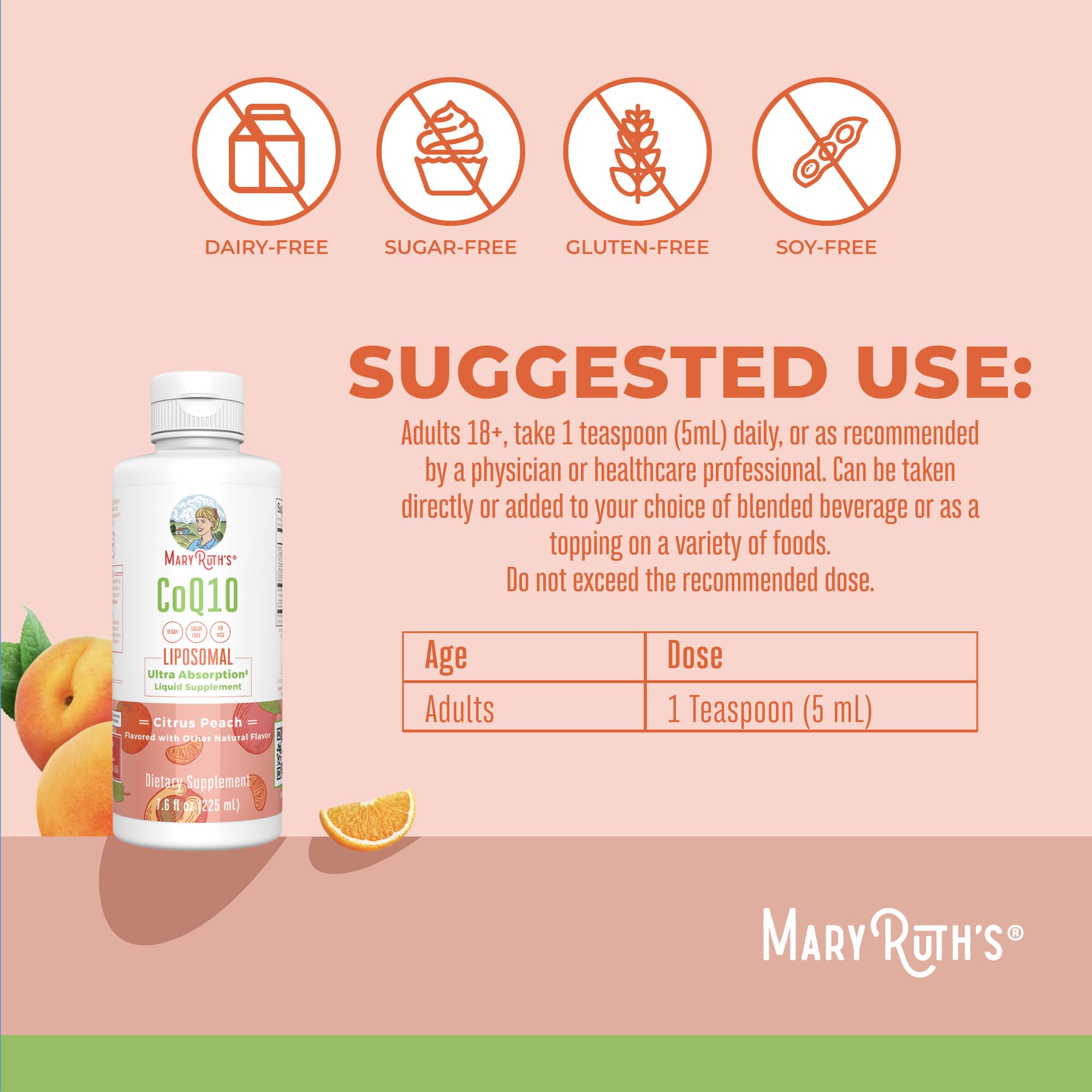 MARYRUTH'S CoQ10 Liquid Liposomal, 45 Servings, Immune Support Supplement