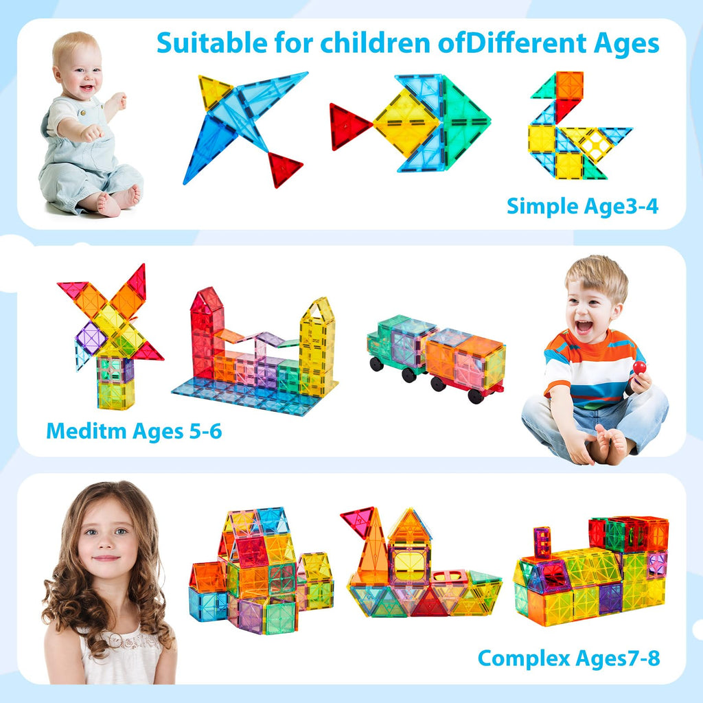 Anbalulu 134PCS Magnetic Building Tiles, Gift for Boys and Girls Ages 3+