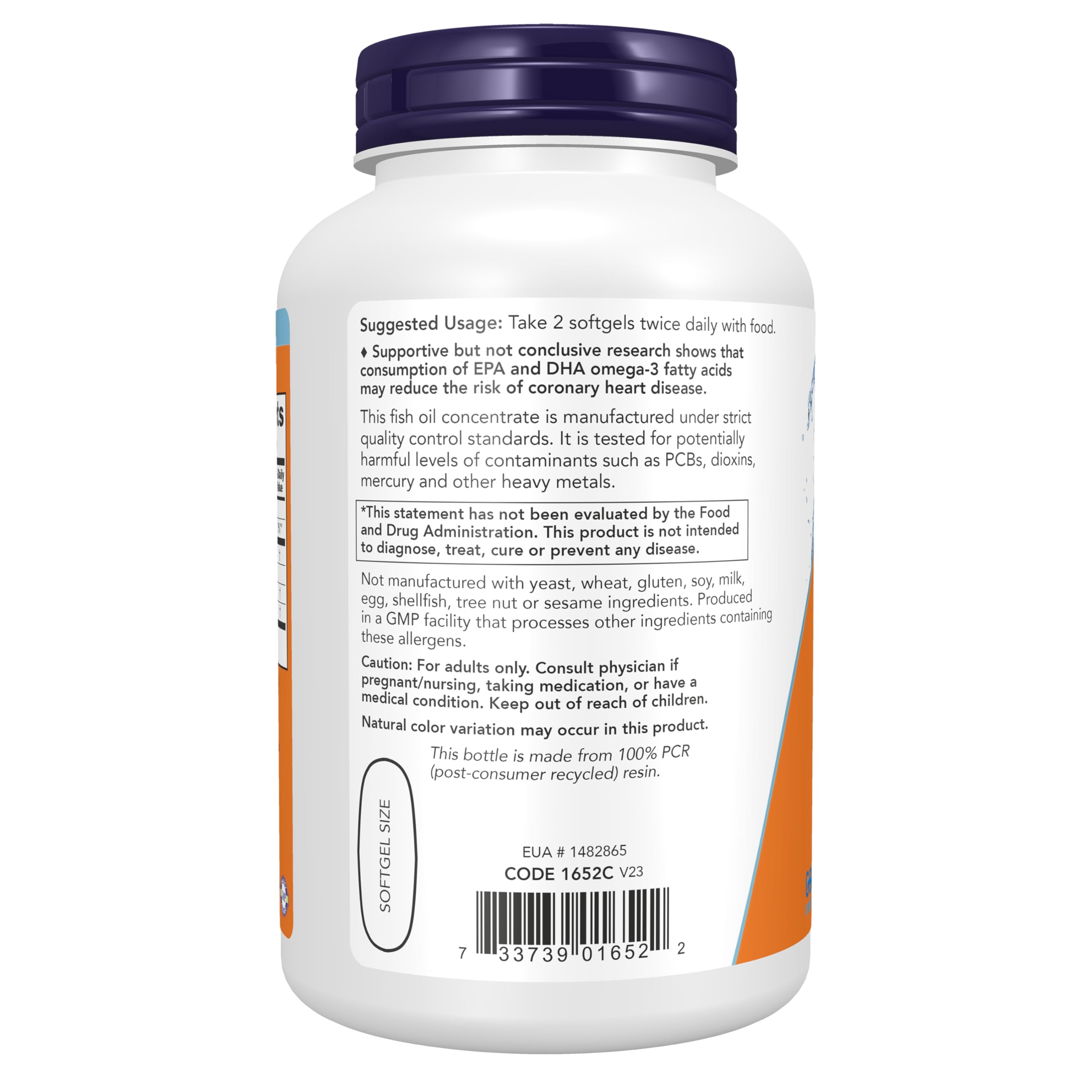 NOW Foods Supplements, Omega-3 180 EPA / 120 DHA, Molecularly Distilled, Cardiovascular Support*, 200 Softgels