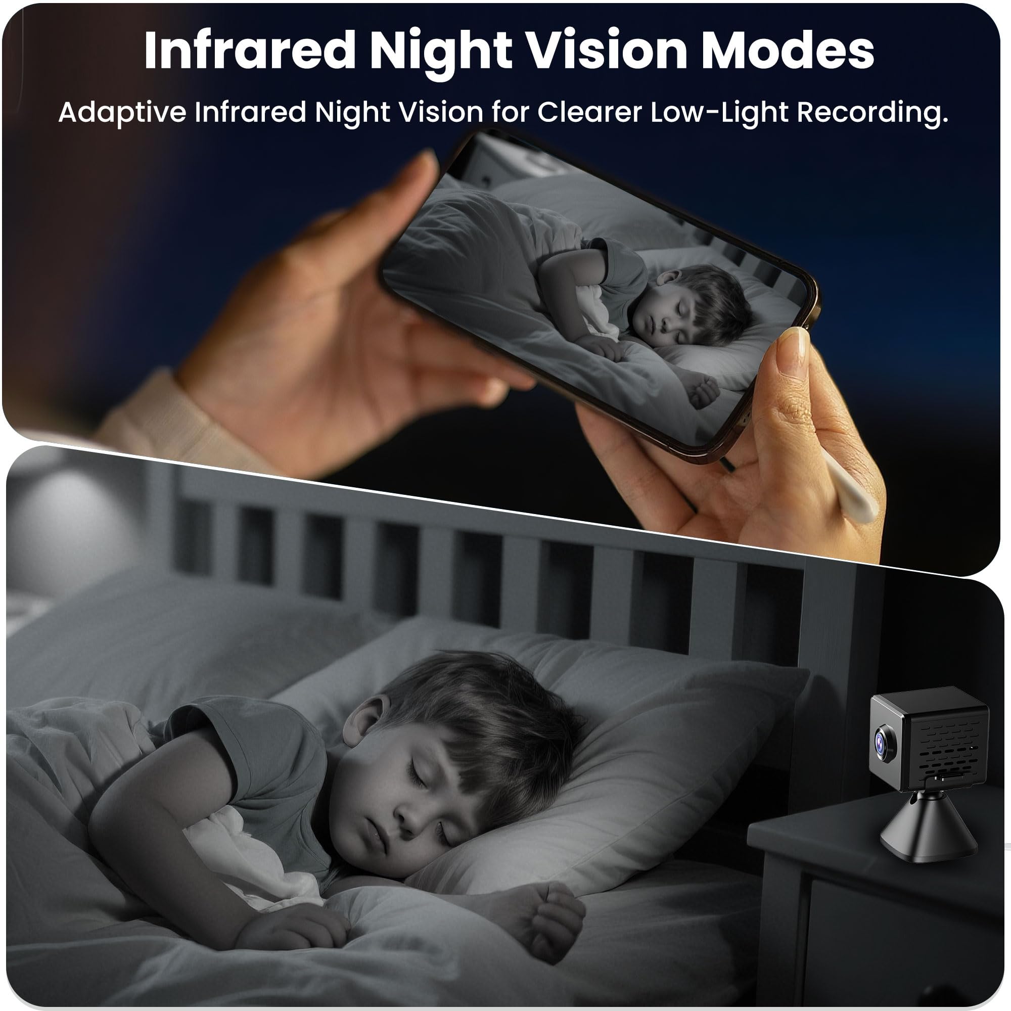 Spy Camera, 4K Hidden Camera with Live View, Plug-in Mini Camera with 24/7 Recording, Nanny Cam with Motion Alerts, Cloud & TF Storage, Night Vision Spy Cam, Wired Indoor Cameras for Home Security