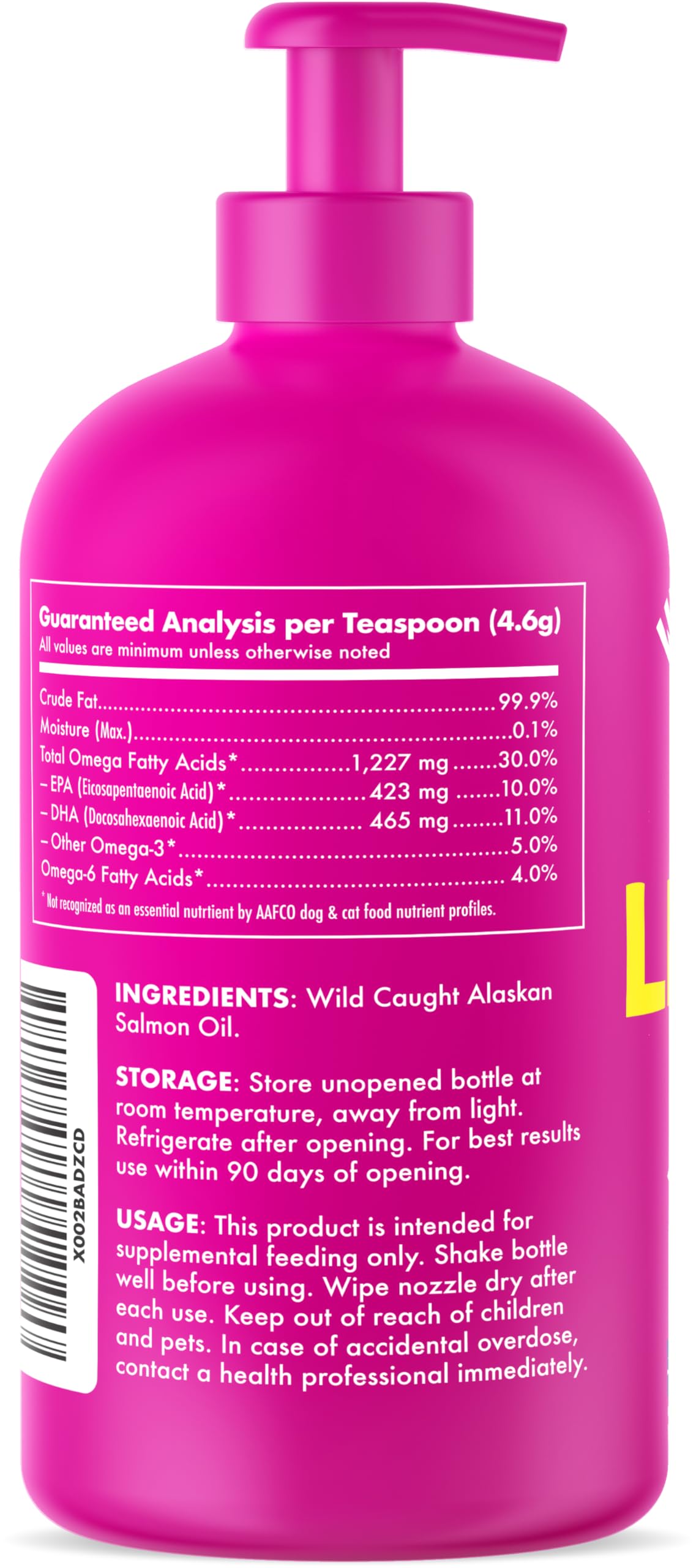 Wild Alaskan Salmon Oil for Dogs & Cats - Pure Fish Omega 3 6 9 Liquid EPA DHA Fatty Acids - Skin & Coat Supplement - Supports Joint Function, Brain, Eye, Immune & Heart Health - Made in USA 32 oz