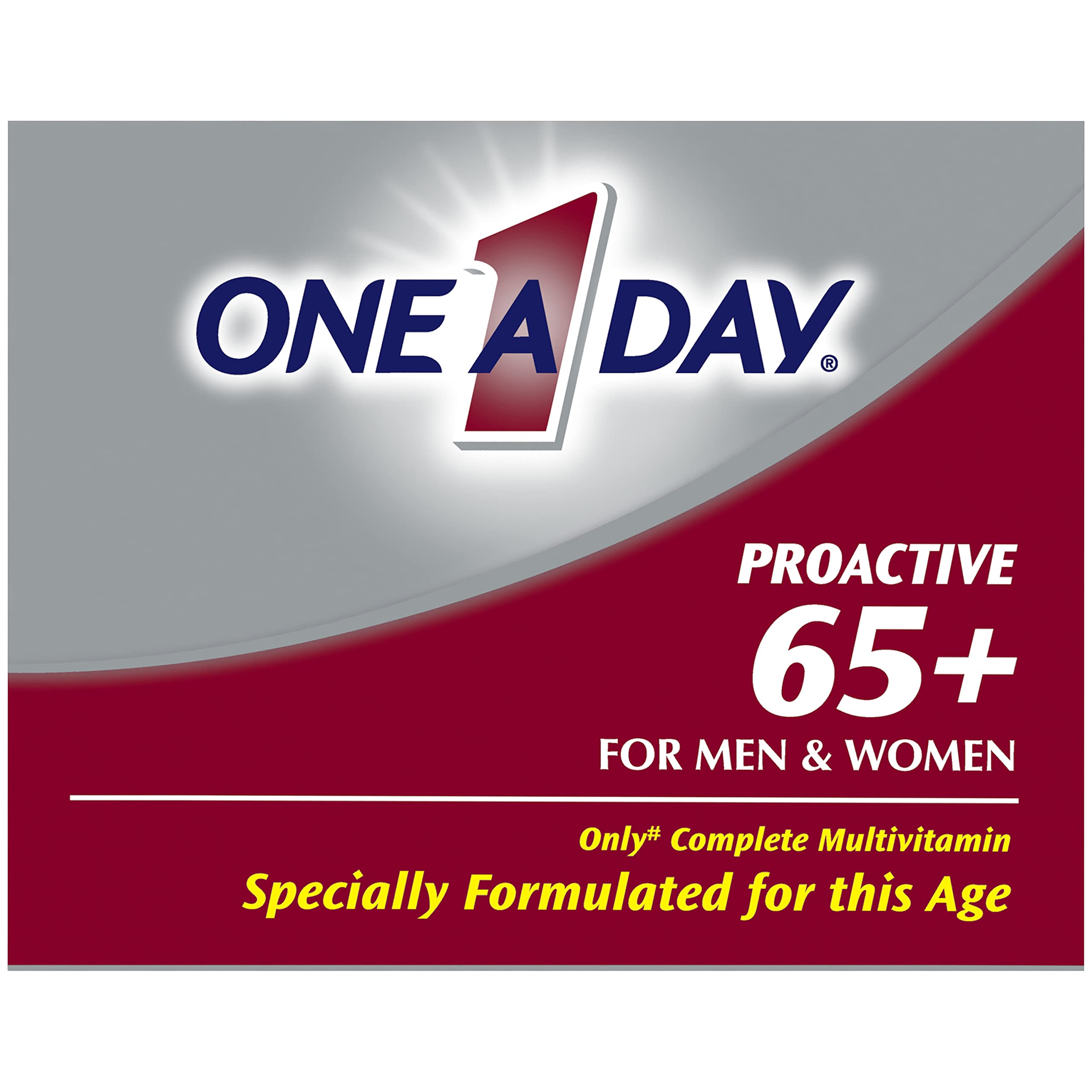 ONE A DAY Proactive 65+, Mens & Womens Multivitamin, Supplement with Vitamin A, C, D, and Zinc to Support Bone Health & Cell Health, Calcium, Folic Acid, Tablet 150 Count (Pack of 2)