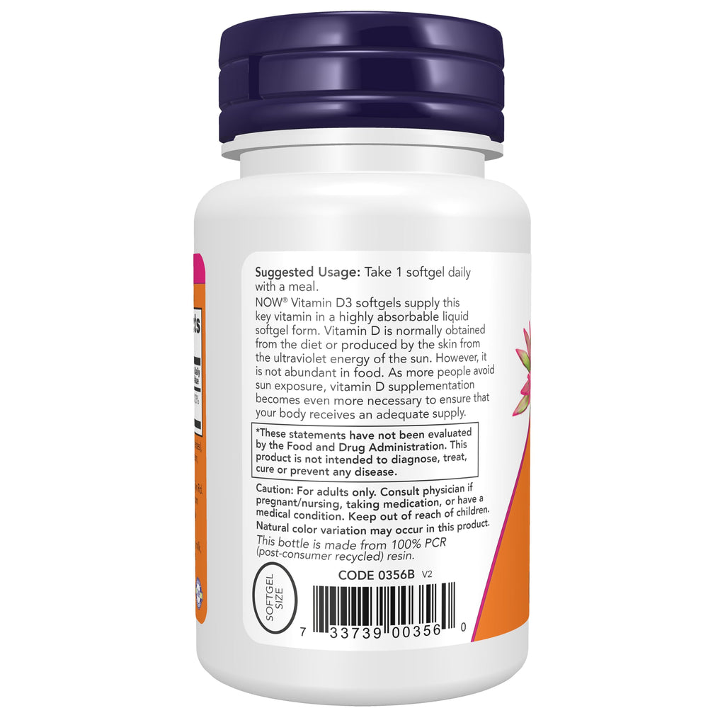 Now Supplements, Vitamin D3, 2,500 IU, 180 Softgels