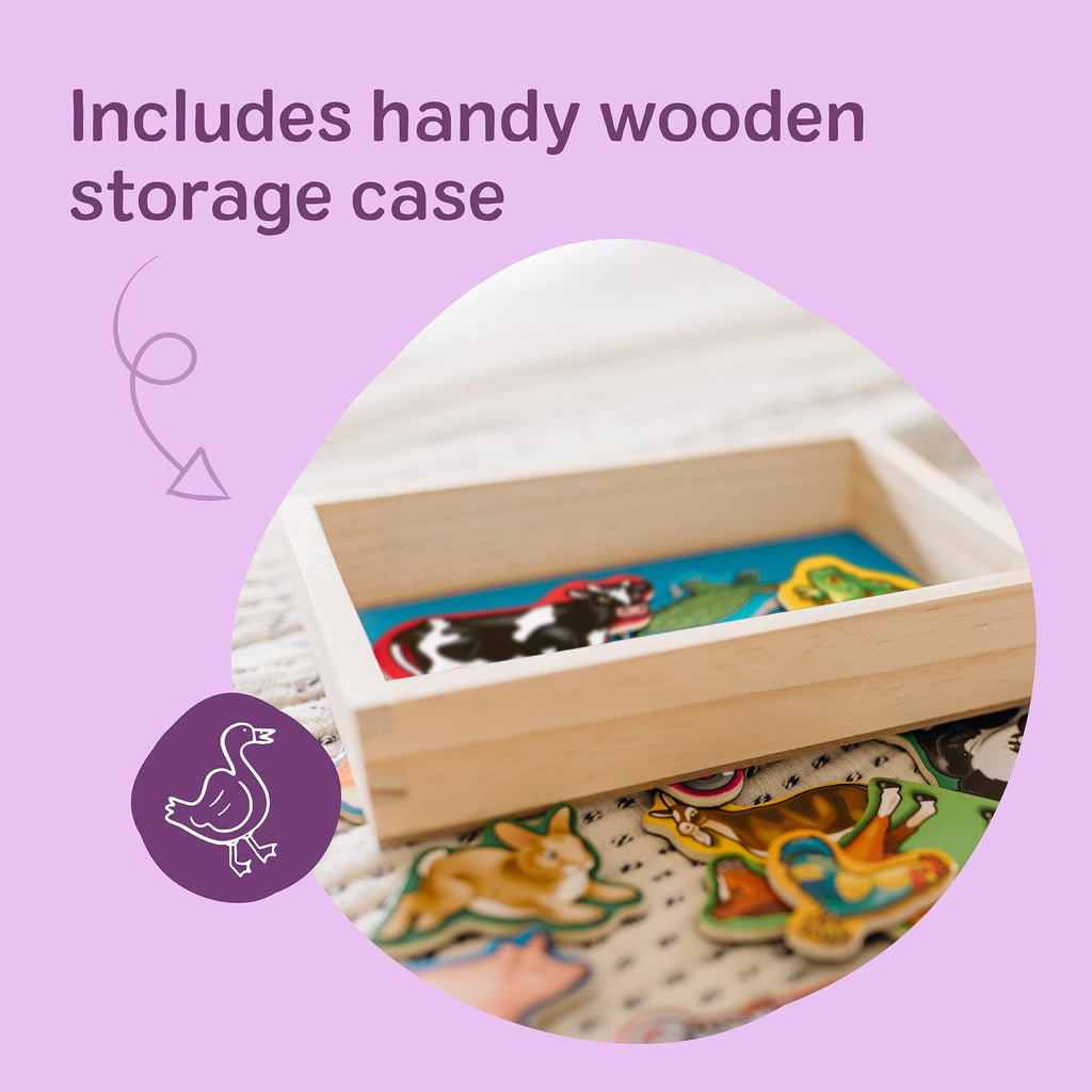 Melissa & Doug Wooden Animal Magnets Set (20 Pieces) – Farm, Zoo & Pet Fridge Magnets in Storage Box – Montessori Preschool Learning Toys for Toddlers & Kids Ages 2+ - FSC-Certified