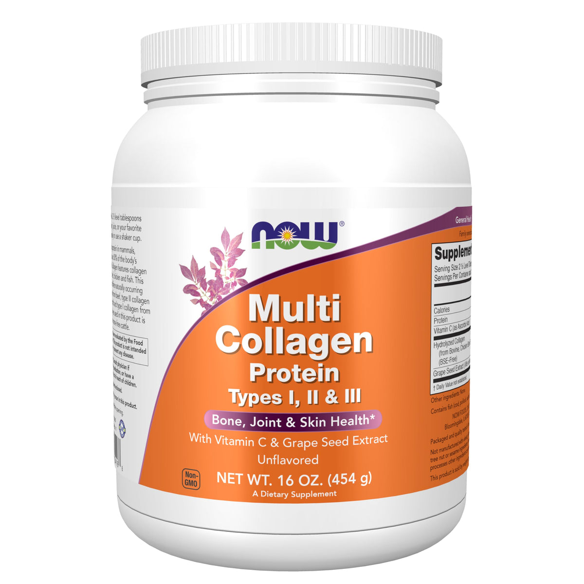 Now Foods Supplements, Multi Collagen Protein Types I, II & III Powder, Bone, Joint, 16 oz (454 g)