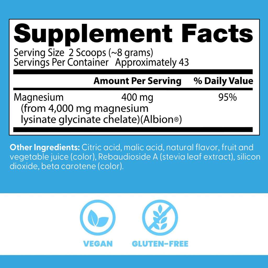 Doctor's Best Magnesium Glycinate Powder for Calm & Sleep Support - Magnesium Supplement for Men & Women, 400 mg Per Serving, 100% Chelated, High Absorption, Fruit Punch Flavor, Gluten Free - 12.1 oz