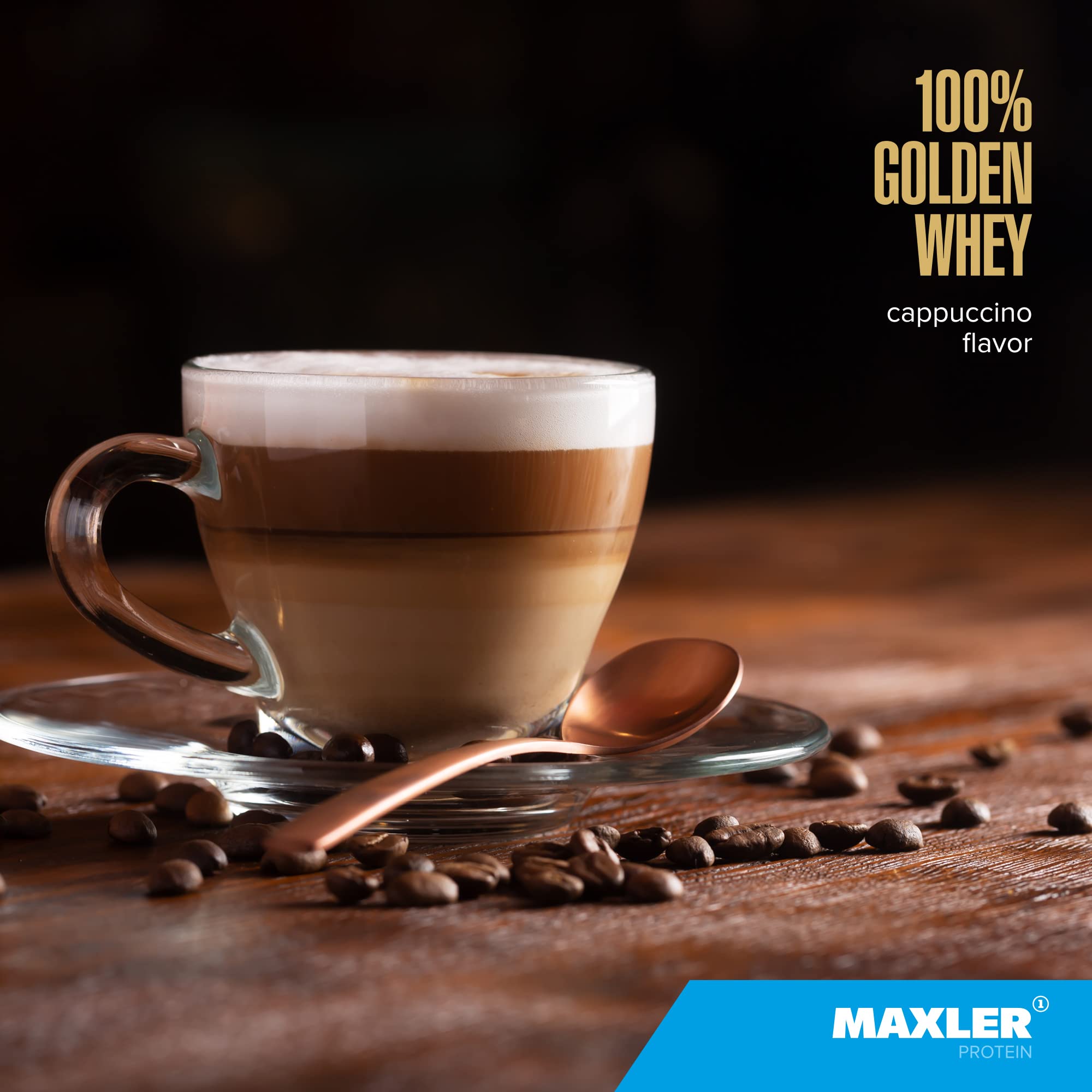 Maxler 100% Golden Whey Protein - 23g of Protein per Serving - Whey Protein Powder for Pre Post Workout - Fast-Absorbing Whey Concentrate, Isolate & Hydrolysate Blend - Cappuccino 5 lb
