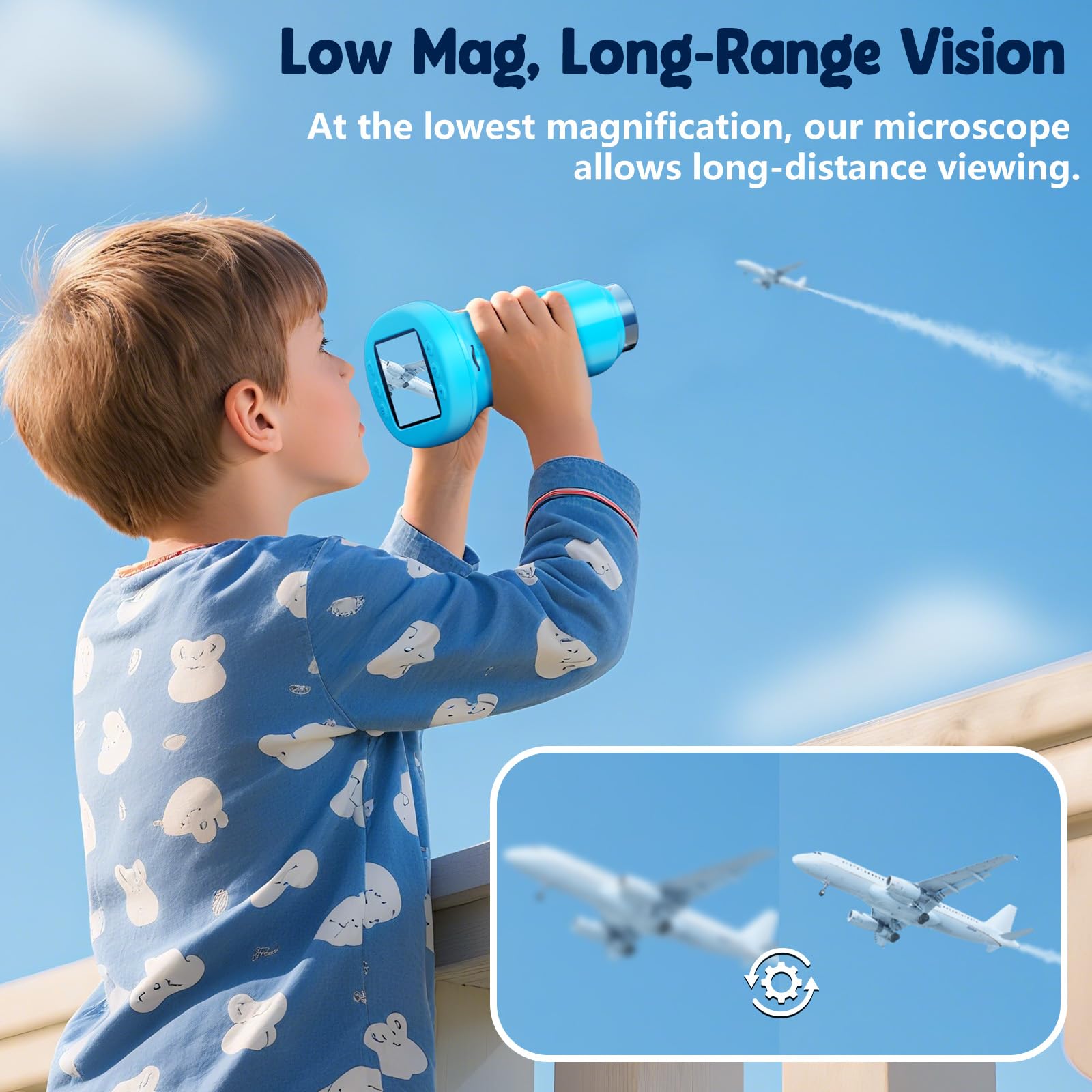 Odatay 4K 1000X Digital Microscope for Kids with 32G Card, Long Distance Viewing & 2.4" Screen Portable Handheld Edu Toys for Age 3-12 Exploring Bugs Plants at Home Classroom & Outdoor Travel, Blue