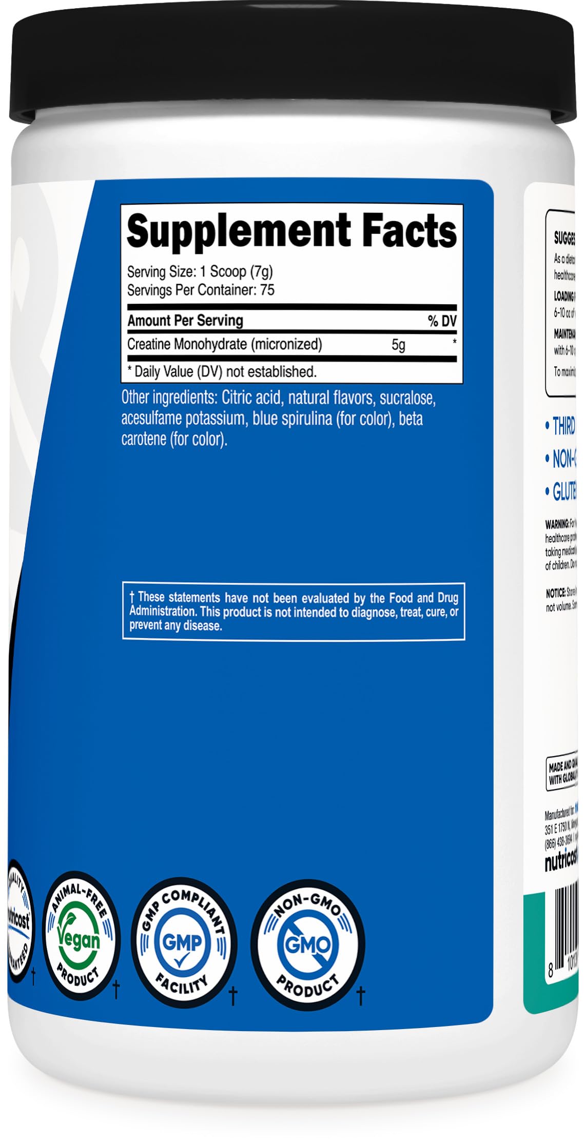 Nutricost Creatine Monohydrate Powder (Coastal Explosion, 500 Gram) - Micronized Creatine Supplement - Vegan, GMO-Free, Gluten Free