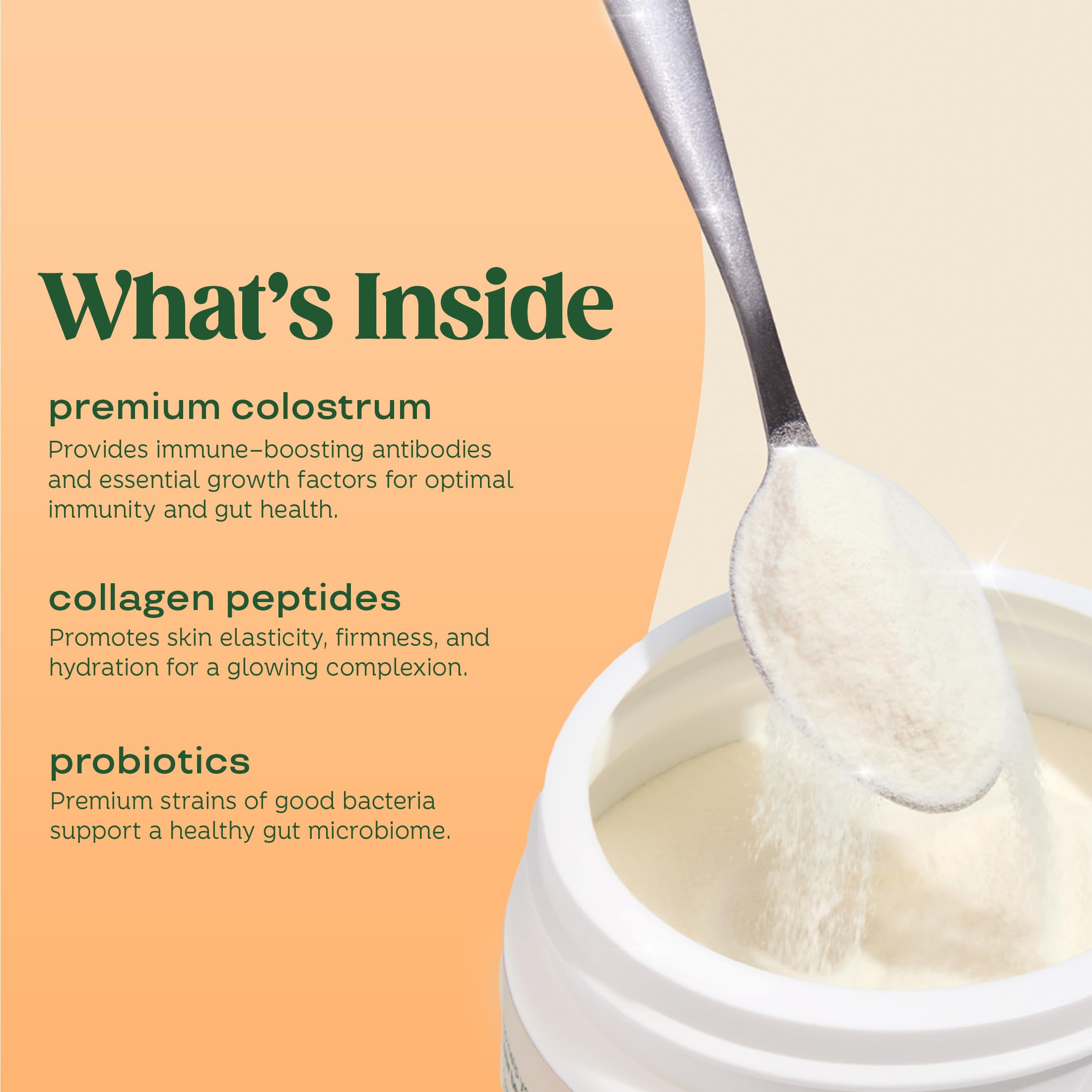 Bloom Nutrition Bovine Colostrum Powder with Vitamin B-12 for Gut Health, Immune Support, Hair Growth & Beauty Supplement | Orange Cream, 25 Servings