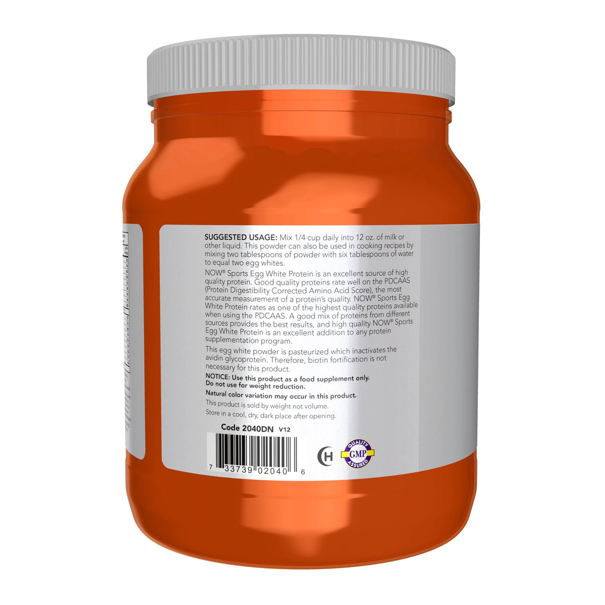 NOW Foods Sports Nutrition, Egg White Protein, 16 g With BCAAs, Unflavored Powder, 1.2-Pound
