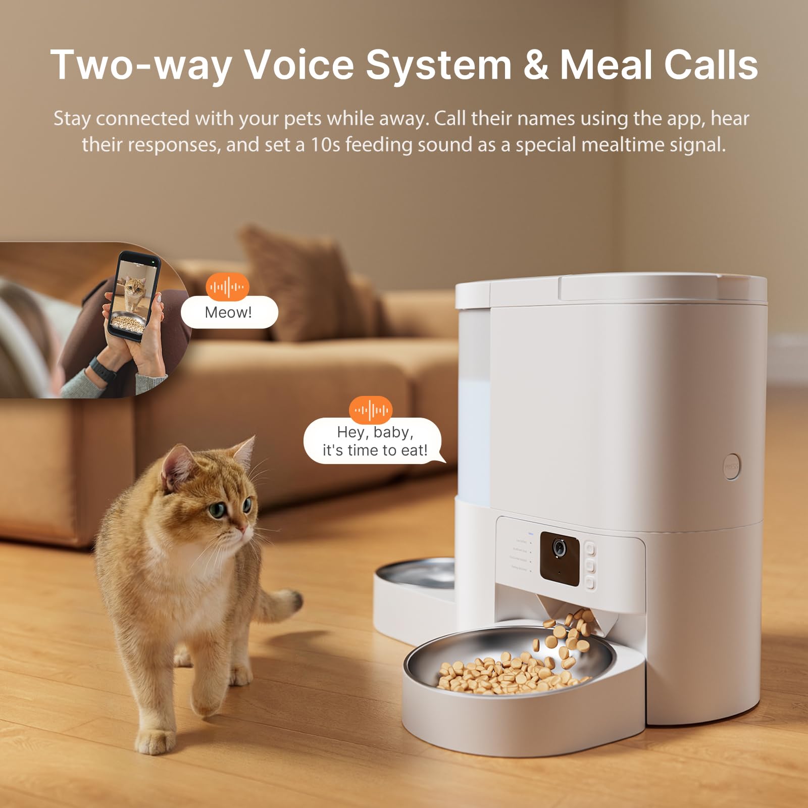 Automatic Cat Feeder with Camera, 2 in 1 Cat Food and Water Dispenser